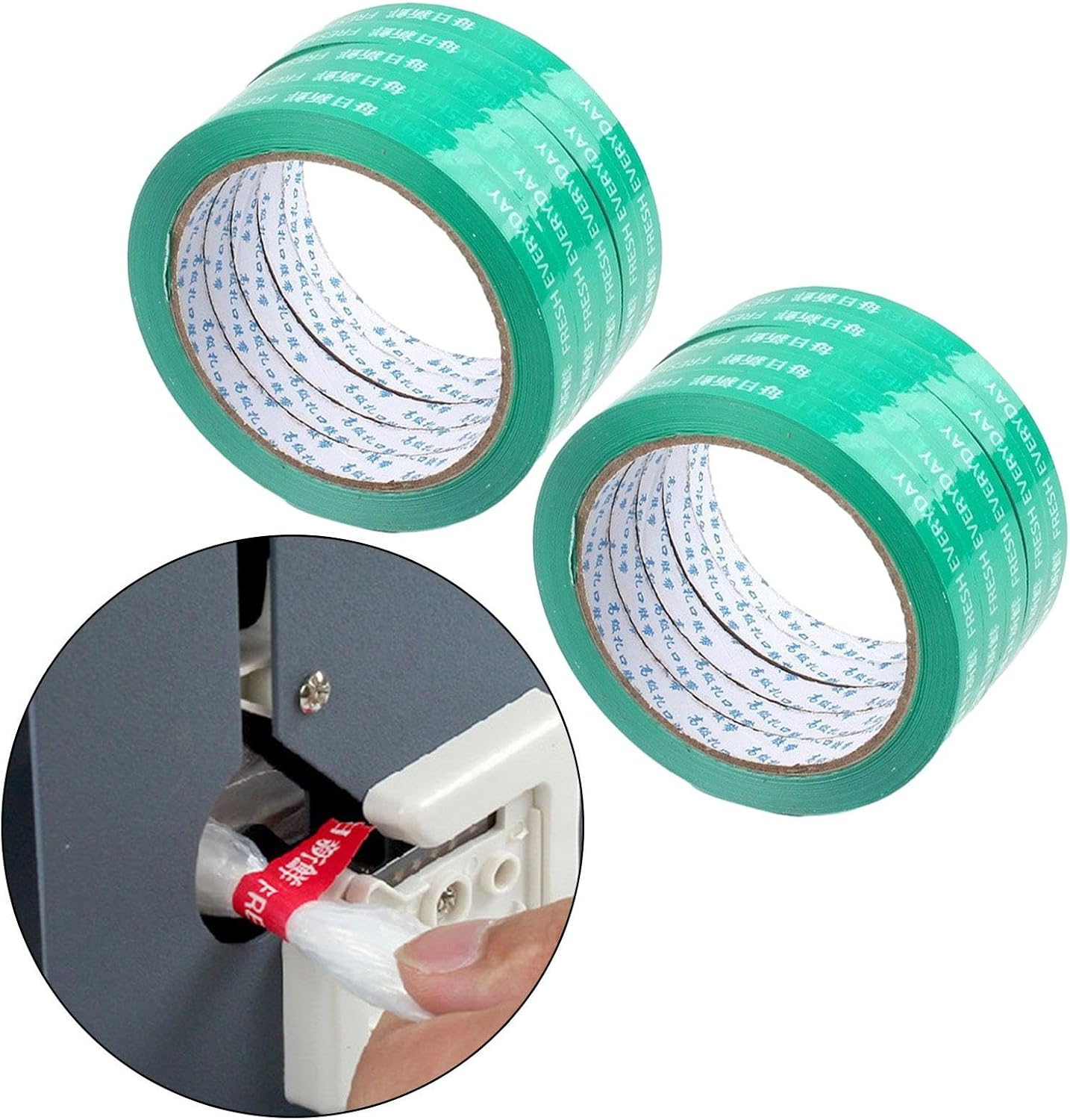 Eigell 10Pcs Bag Sealing Tapes Bag Sealer Tapes Length 55M Width 1.1Cm for Packaging Vegetables Cake Meat Fruits Convenience Store, Green - Green image number 6