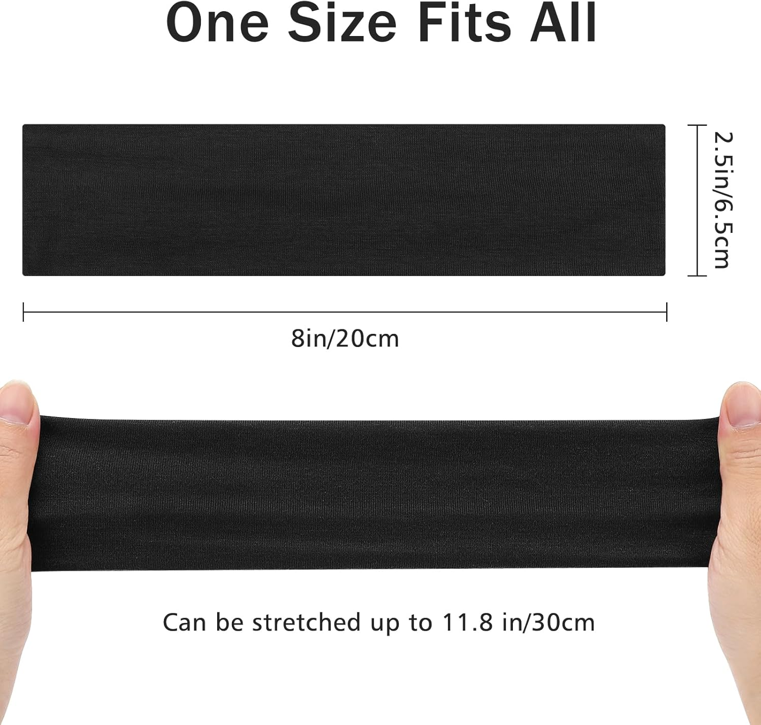6Cm Wide Headbands for Women Men, [2 PCS] Unisex Fashion Head Bands for Women'S Hair, Soft Fabric Stretchy Elastic Hair Bands for Makeup, Yoga, Running (Black+Black, One Size) image number 3