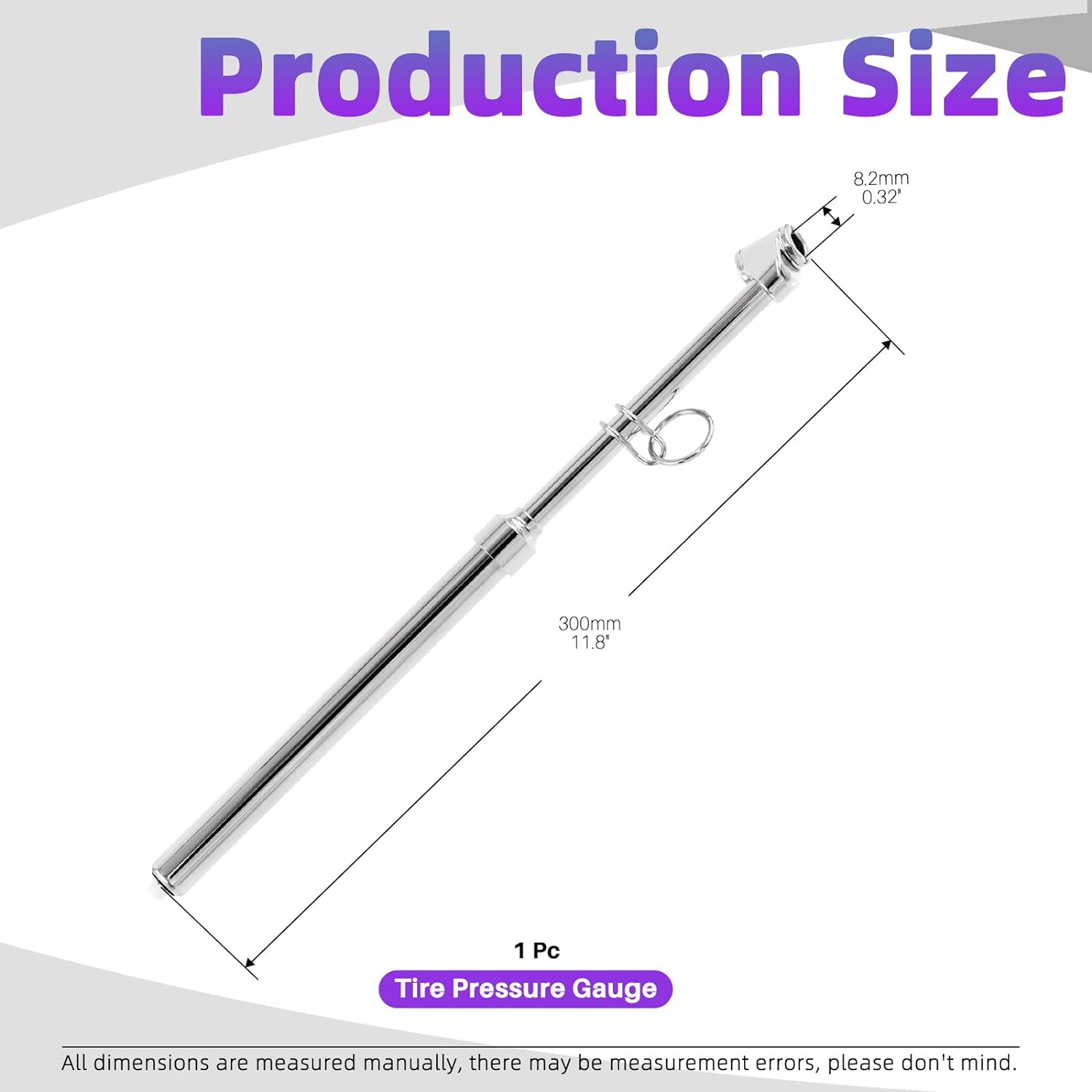 Swpeet 1Pcs Silver Truck Tire Pressure Gauge, Heavy Duty Dual Head Air Pressure Gauge, Straight-On Foot Dual Head Chucks, Pen Tire Gauge Range 10-150PSI 100-1000Kpa for Car Truck image number 5