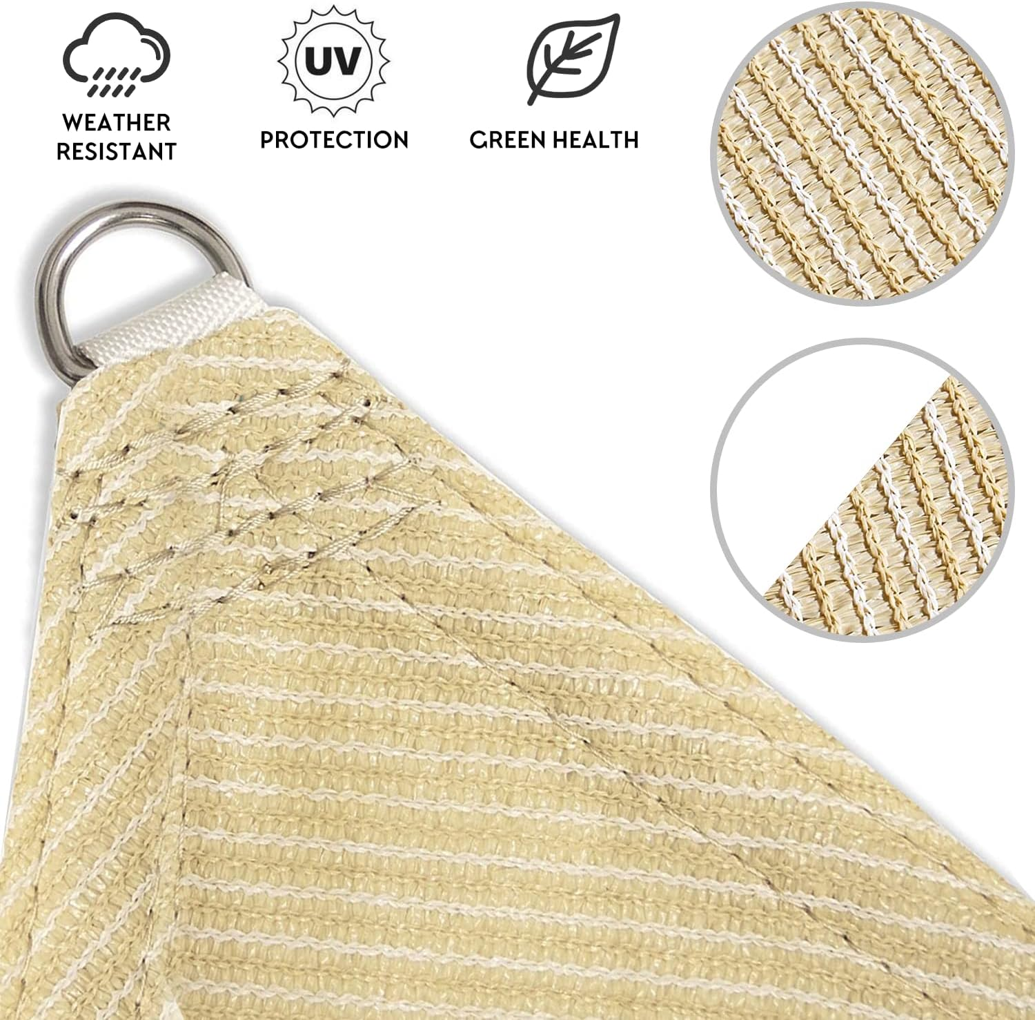 12' X 12' X 17' Beige Right Triangle Sun Shade Sail,95% UV Blockage,Water & Air Permeable, Commercial, Custom Size Accepted image number 4