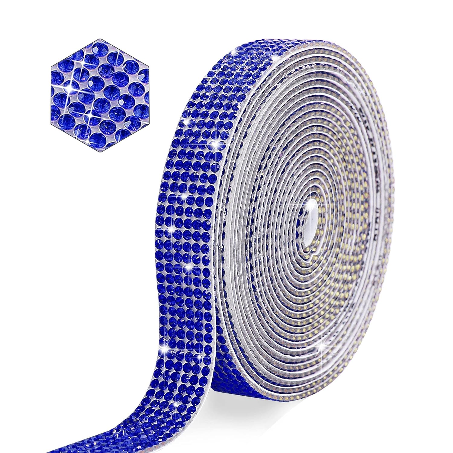 Self Adhesive Champagne Crystal Rhinestone Strips Diamond Ribbon Bling Gemstone Sticker Roll for Craft with 2 Mm Stones for DIY Arts, Wedding Party, Car Phone Decoration