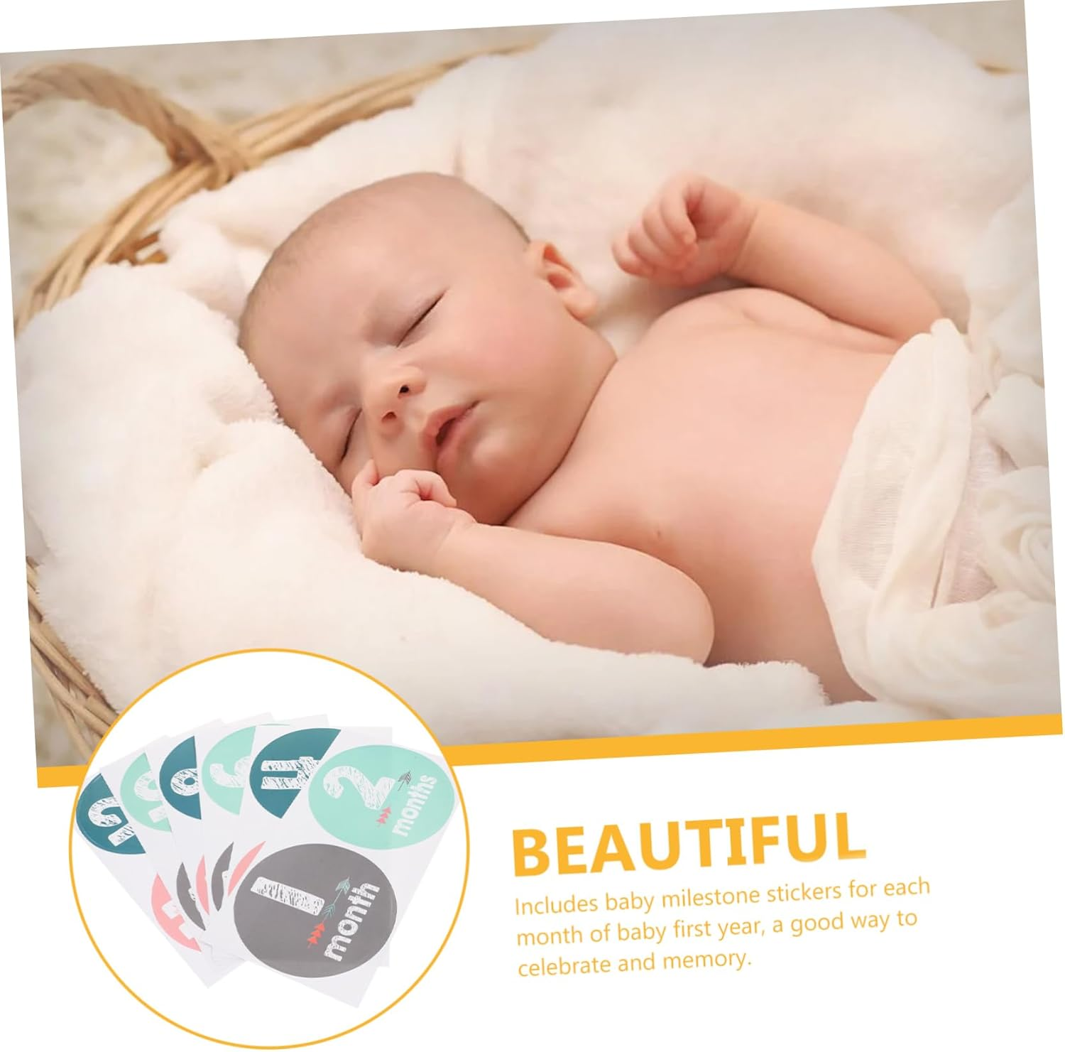 Milestone Stickers for Newborn Monthly Milestone Decals Birth Month Stickers Photo Props for Growth Journey image number 1