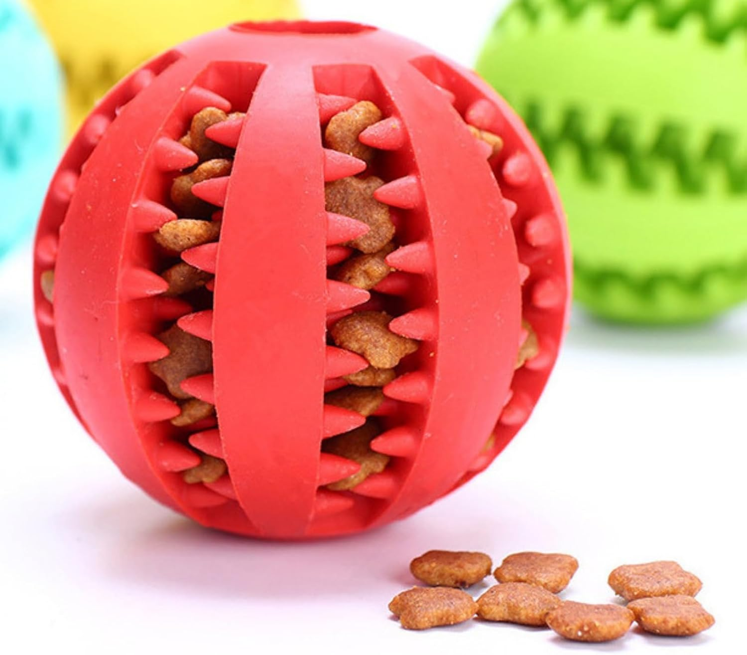 CHUANGOU Pack of 2 Dog Toy Ball, Chew Toys Made of Natural Rubber, Dog Ball with Dental Care Function, Natural Rubber Dog Feeder Ball, Bite Resistant Dog Toy image number 2