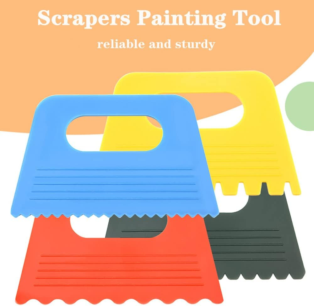 8 PCS Plastic Scraper Tools DIY Line Graffiti Tools Colored Plastic Paint Scrapers for Toddlers Kids Paint Crafts DIY Line Graffiti image number 4