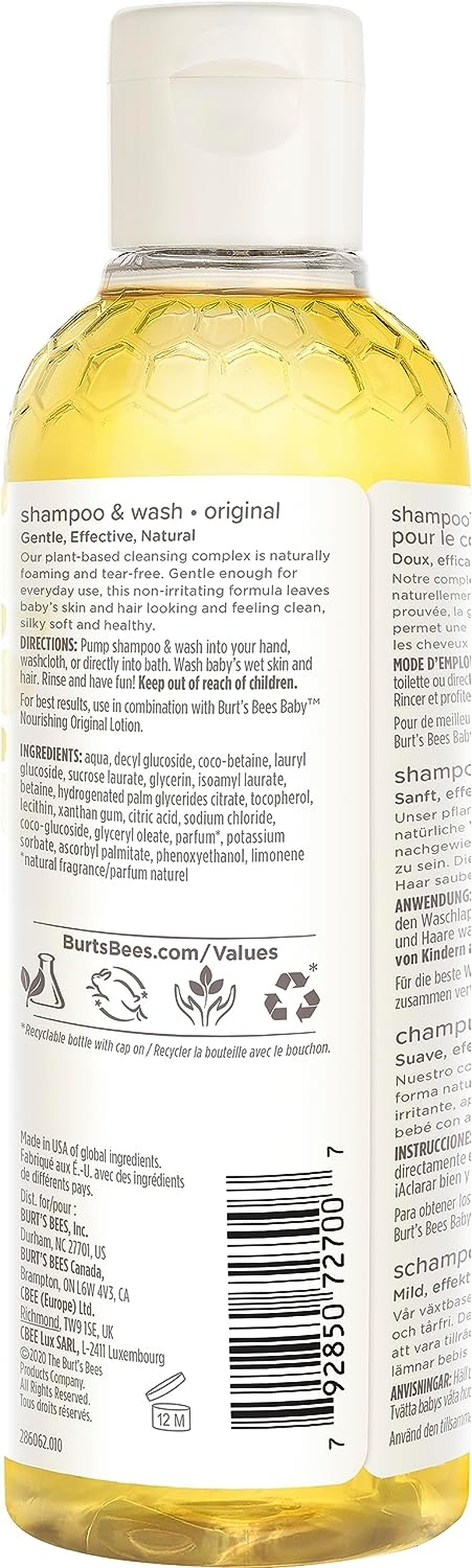 Burt'S Bees Baby Shampoo and Wash, Original, Tear Free, Paediatrician Tested, 98.7% Natural Origin, 235Ml image number 4