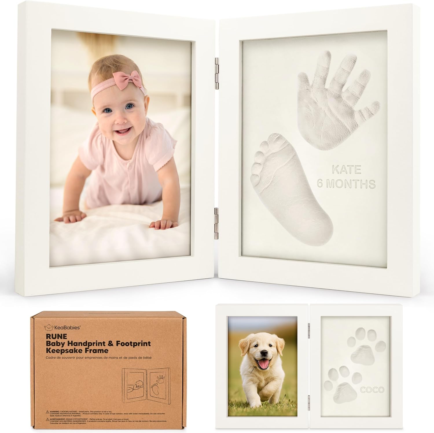 Personalized Baby Hand and Footprint Kit - Quick Dry Clay Foot and Handprint Kit, Newborn Nursery Picture Frame, New Mom Gifts for Baby Showers & Registry (Petal Pink)
