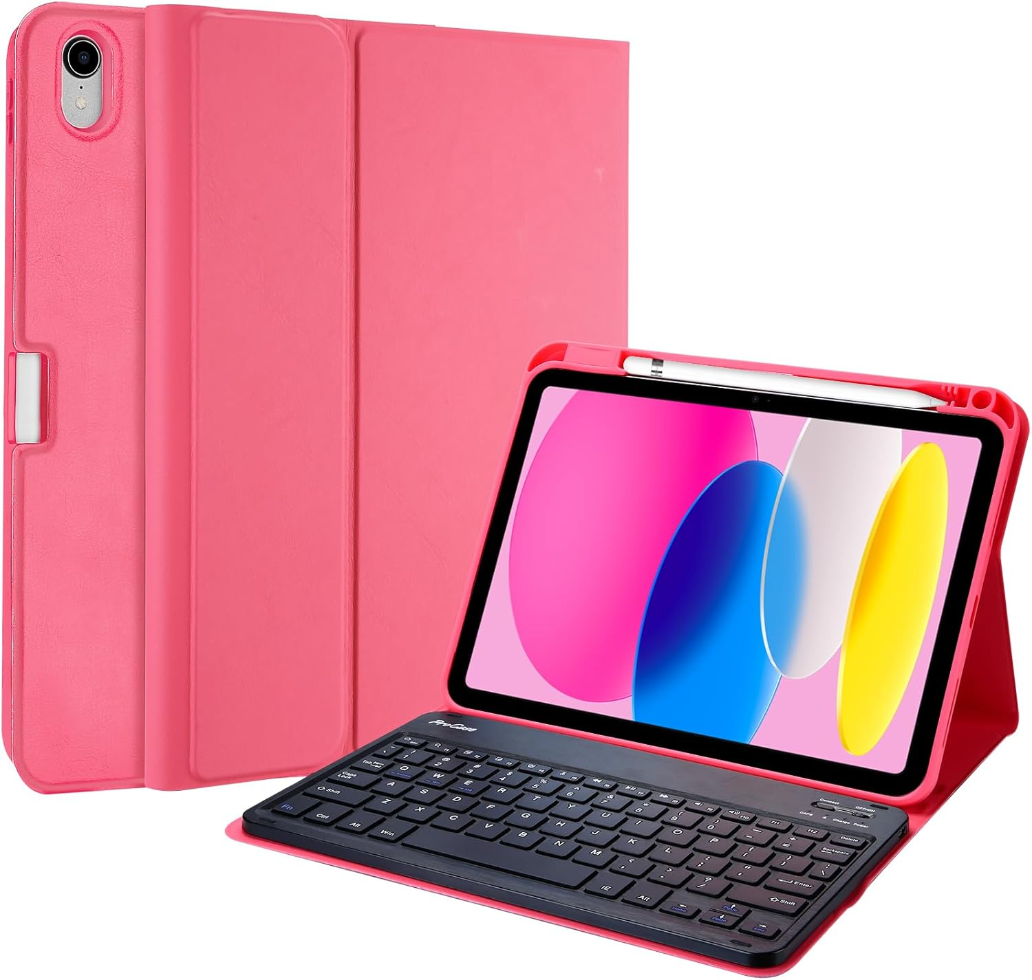 Procase for Ipad 11Th (A16) 11-Inch 2025 / 10Th Generation Case with Keyboard 10.9 Inch 2022, PU Leather Case with Magnetically Detachable Wireless Keyboard -Pink image number 4
