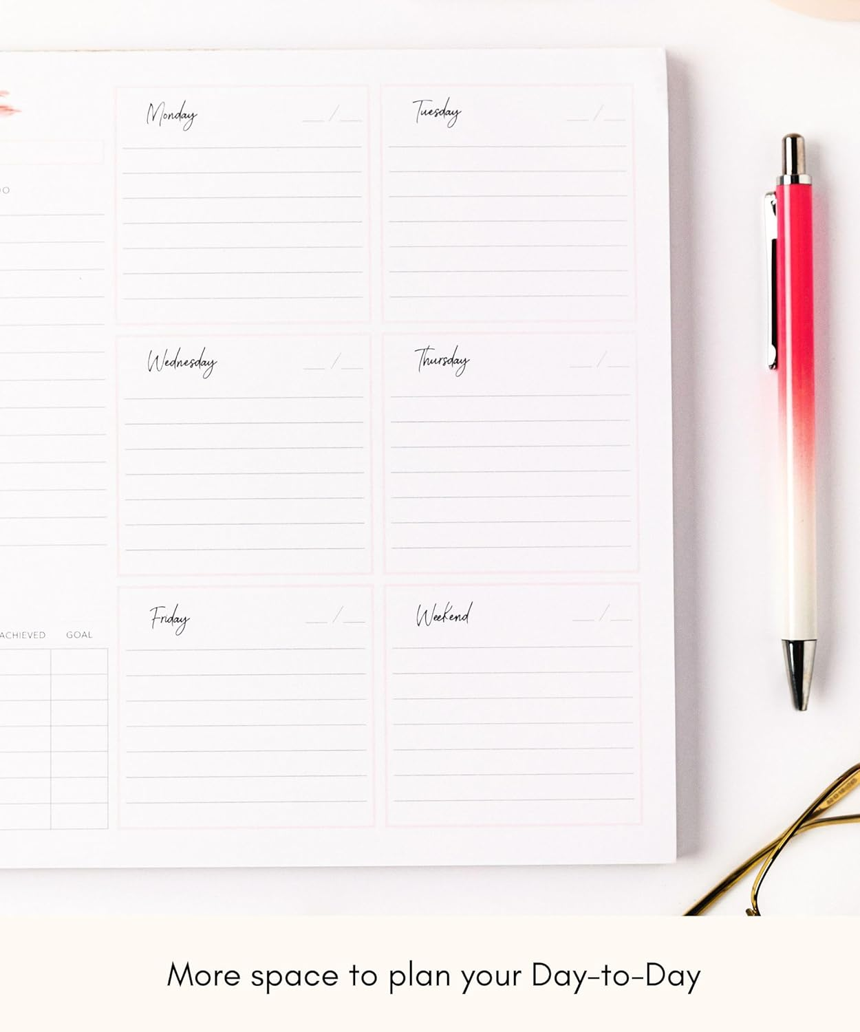 Lamare 2024 Pink Weekly Planner, 10X7.8 Inches, 52 Pages, Desk Calendar with Habit Tracker image number 4