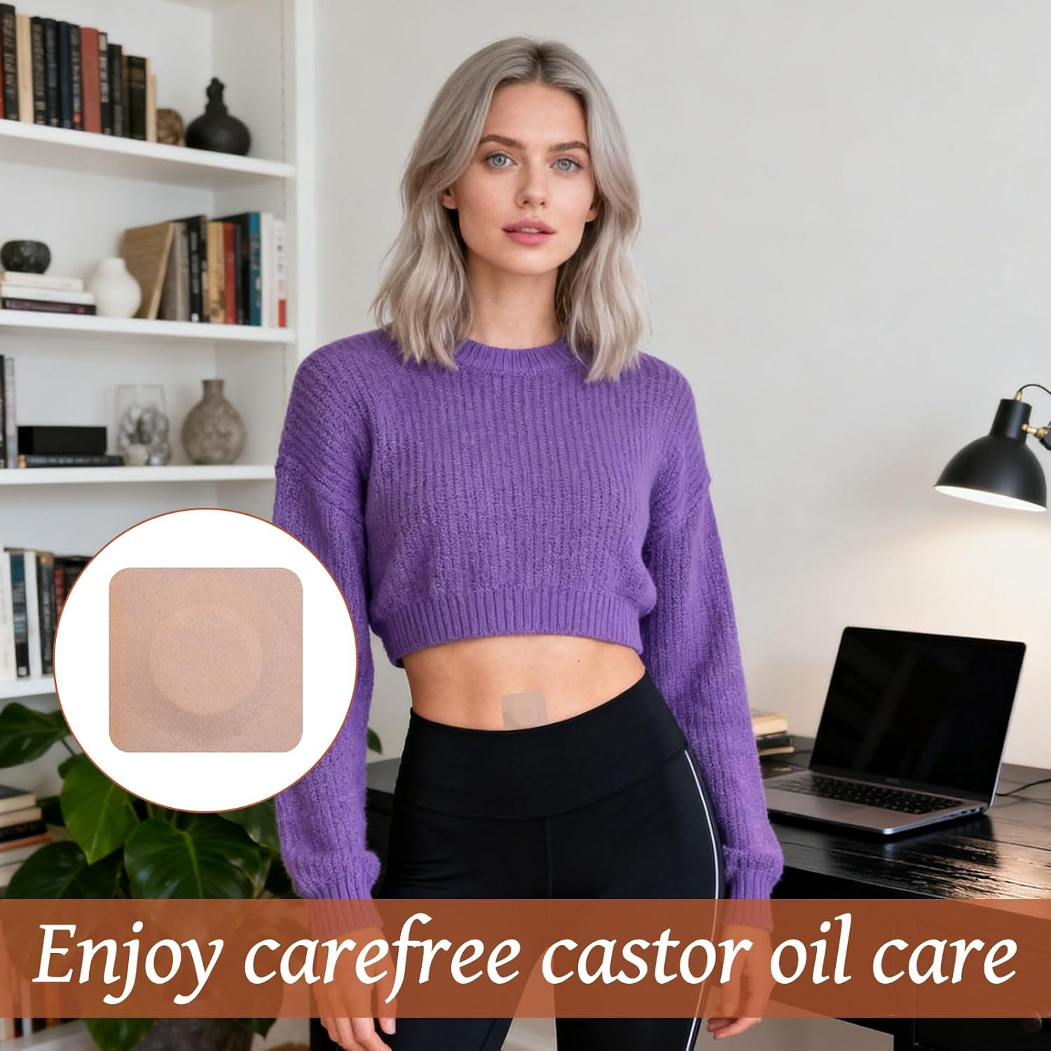 Castor Oil Patches, 100Pcs Castor Oil Pack, Castor Belly Button Patches, Self Adhesive Belly Wrap Pads, Organic Cotton Highly Absorbent Belly Patch, Suitable for Work and Sleep image number 4