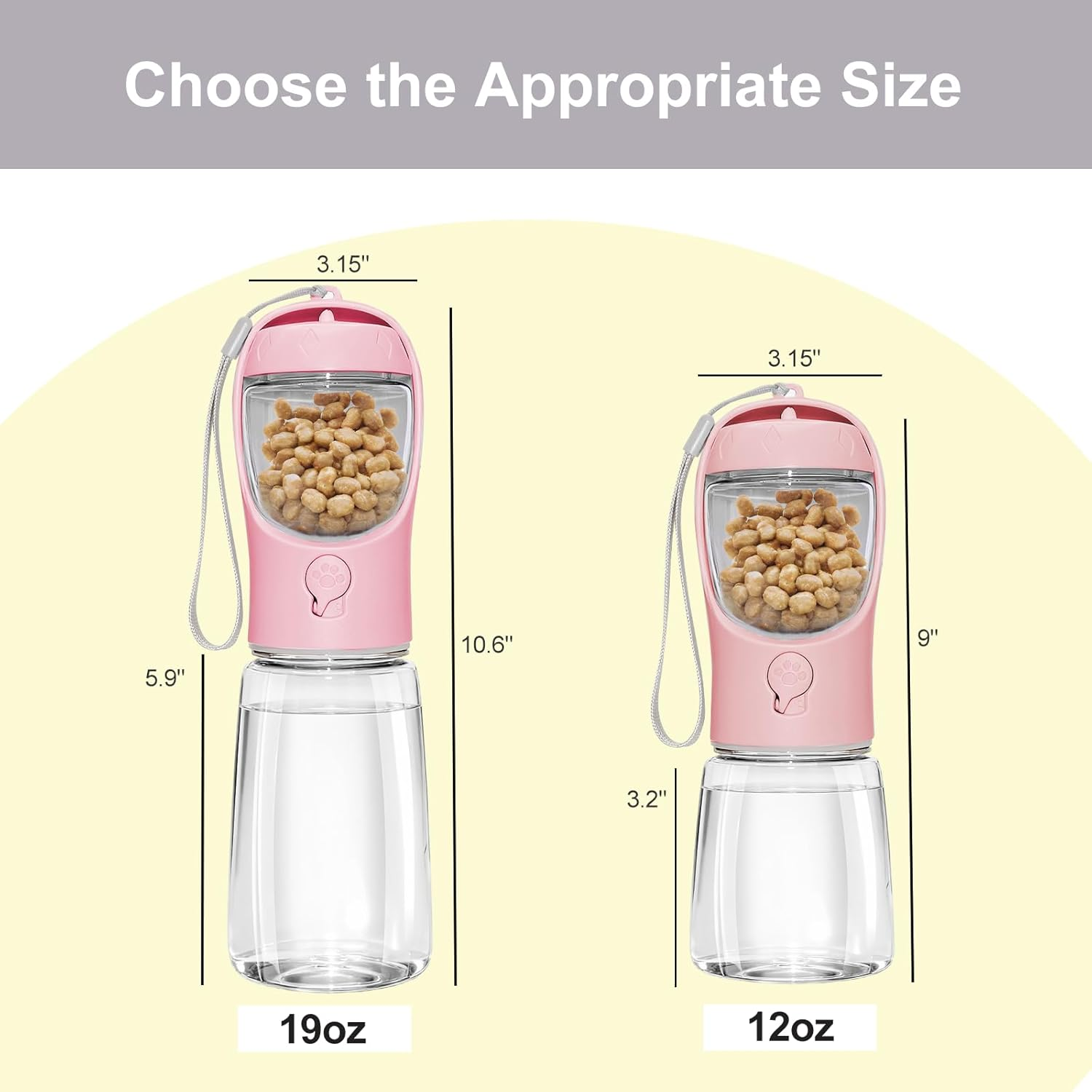 Dog Water Bottle, Multifunctional Portable Bottle with Food Container, Dogs Bottle Suitable for Outdoor Activities (Pink 12Oz) - Pink 19Oz image number 7