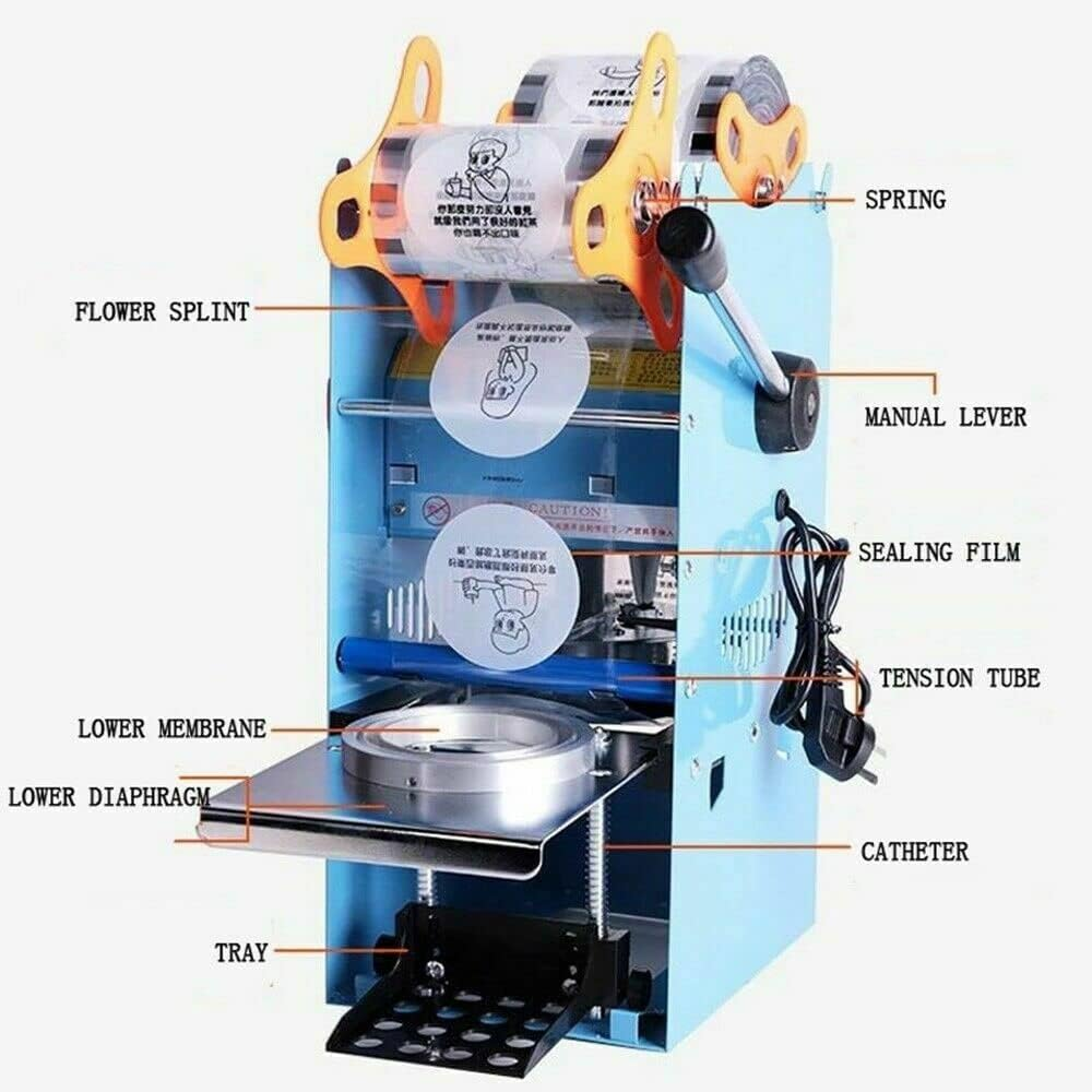MAIAKK Electric Plastic Cups Sealing Machine Boba Bubble Tea Uice Drink Sealer Pressure Lid Sealing Maker Bubble Milk Tea Shop Closure Cup Sealing Machine 300-500 Cups/H
