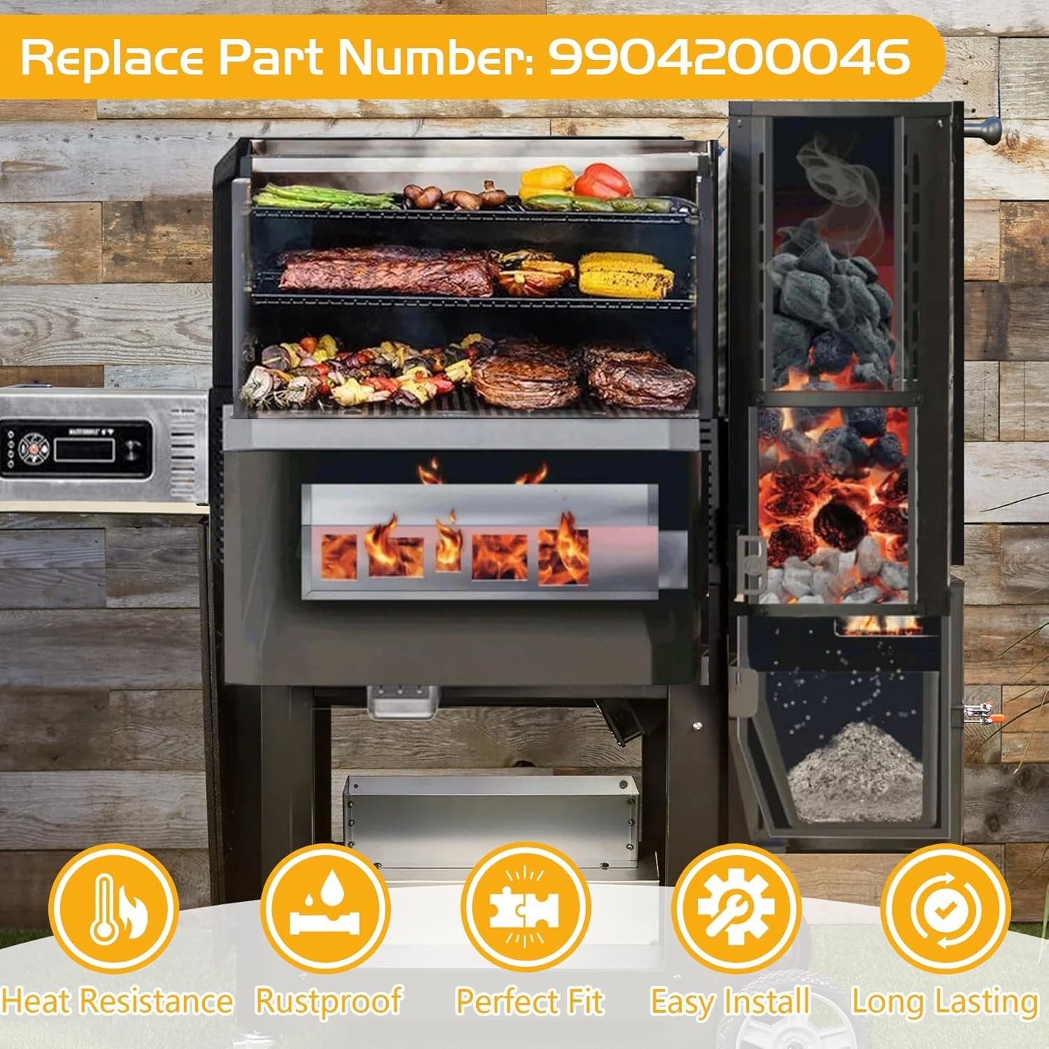 Heat Manifold Replacement Kit for Masterbuilt Gravity Series 800 Smoker Parts MB20040122 MB20040221 Grill Replace Part NO 9904200046 Heating Shield Cover with Base image number 4