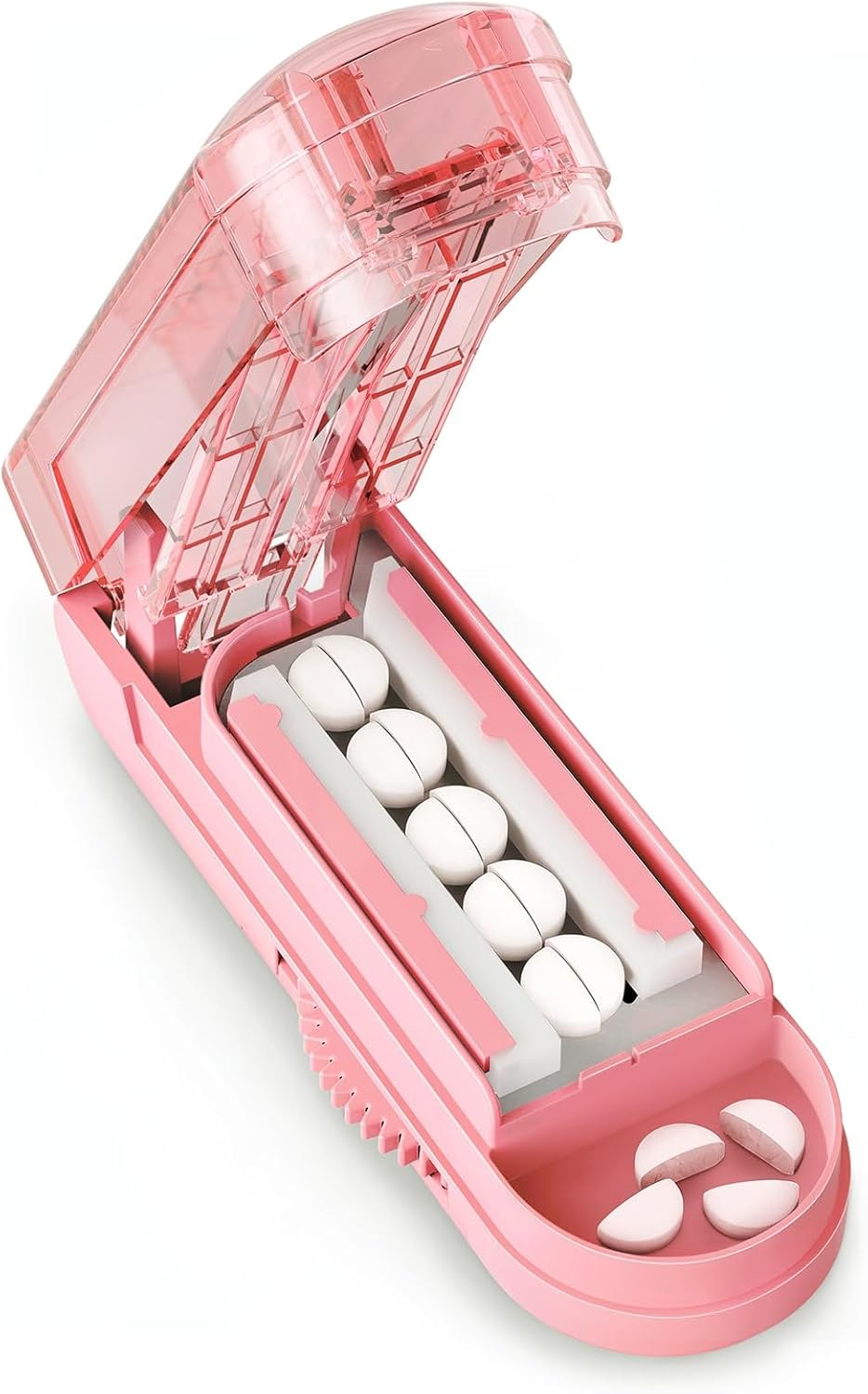 DEPAD Multiple Pill Cutter for Small Pills, Adjustable Splitter Multi Tablets with Accurate Alignment, Stainless Steel Cutting Blade and Guard Black 1.0 Count