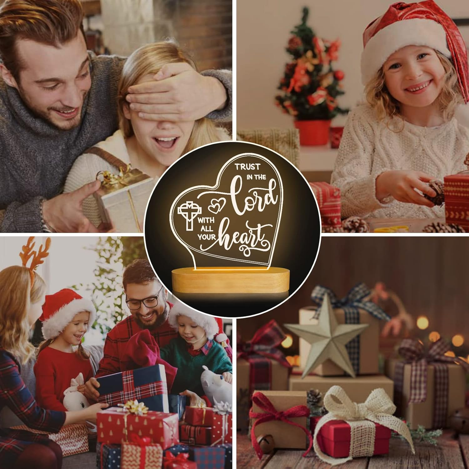 Attivolife Jesus Night Light, Lord Gift with Warm White Light with Wood Base, the Sacred Home Decor Xmas Birthday Easter Thanksgiving Day Gift Lord Desk Lamp for Christian Saint - Lord image number 6