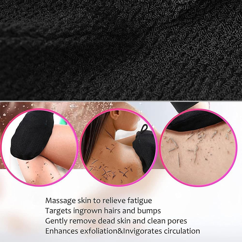 2 Pcs Exfoliating Glove - Body Scrubber Mitt for Dead Skin Removal, for Women & Men,For Bathing,Self Tanning image number 5