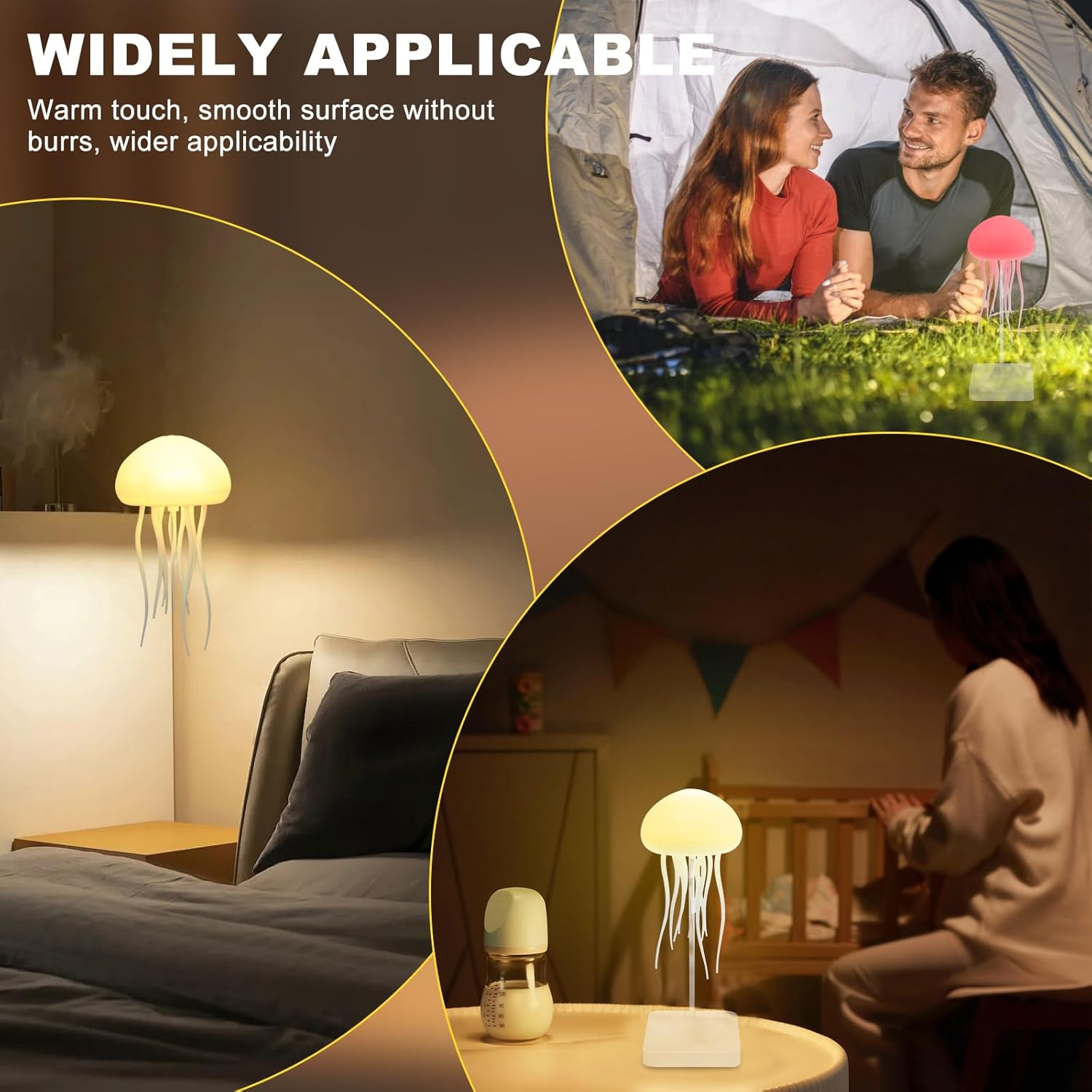 LED Jellyfish Lamp, RGB Gradient Jellyfish Bedside Lamp, LED Cute Jelly Fish Night Light, Voice Control Gradient Jellyfishes Table Lamp, 2 Modes Jellyfishes Light for Bedside Table image number 6