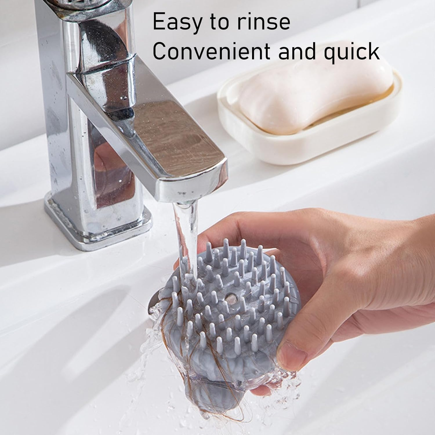 Head Scrubber Scalp Massager, Ergonomic Shampoo Brush for Scalp Exfoliator Stress Relax, Silicone Shower Hair Brush for Women Men Kids image number 6