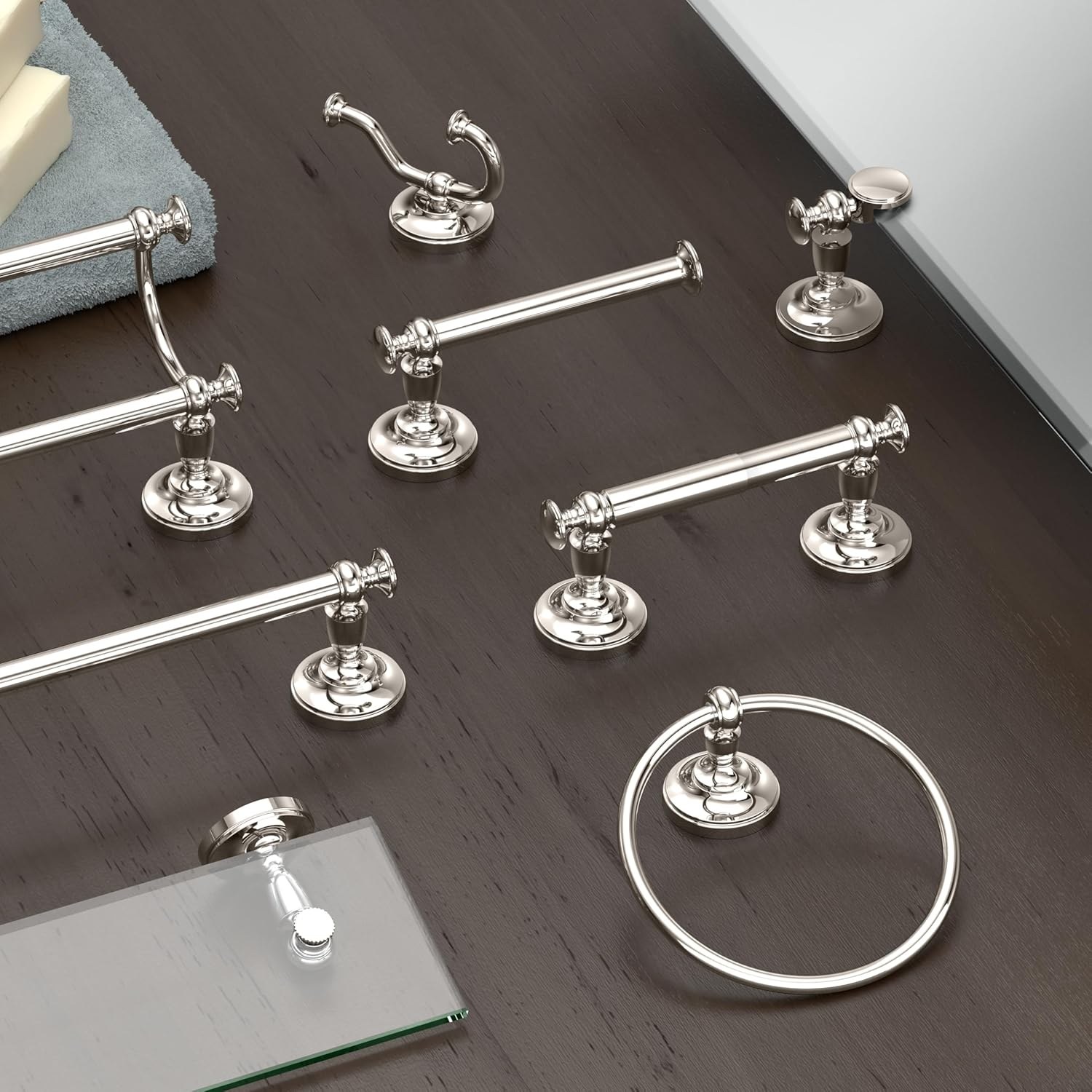 Gatco 4125 Tavern Twin Robe Hook, Polished Nickel image number 5