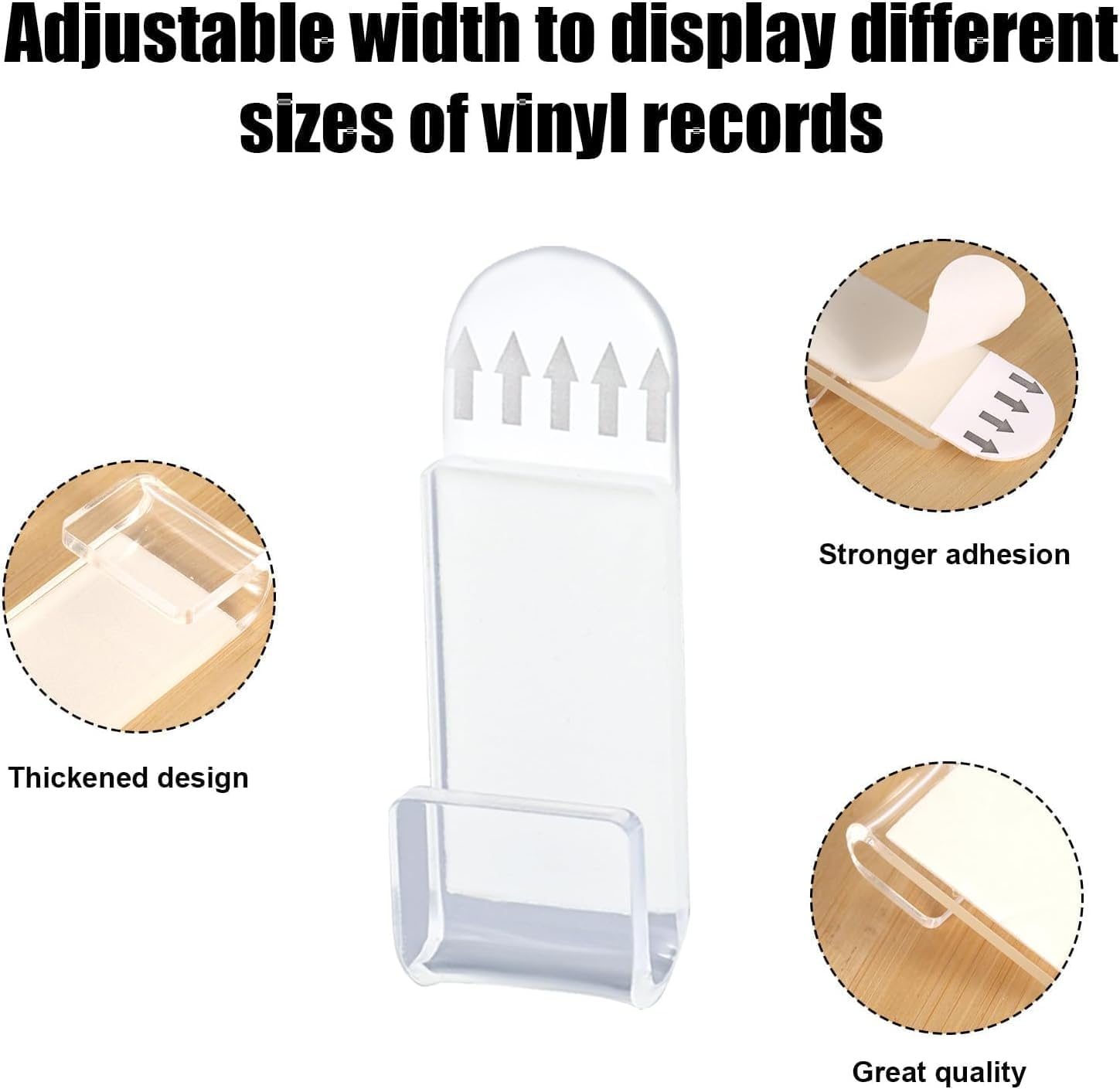 Beiqilian 30Pcs Clear Acrylic Vinyl Record Display Shelf Wall Mount, Easy Mount, Display Functionality, Tiered Shelf, 30 Shelves, No Screw, Home Decor, Music Instruments image number 4