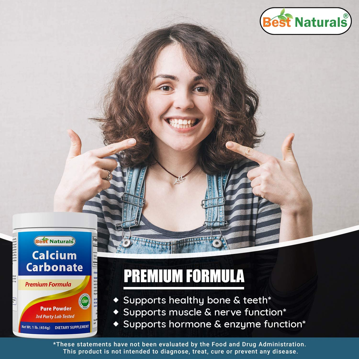 Best Naturals Calcium Carbonate Powder 1 Pound - Food Grade (16 OZ (Pack of 3)) image number 2