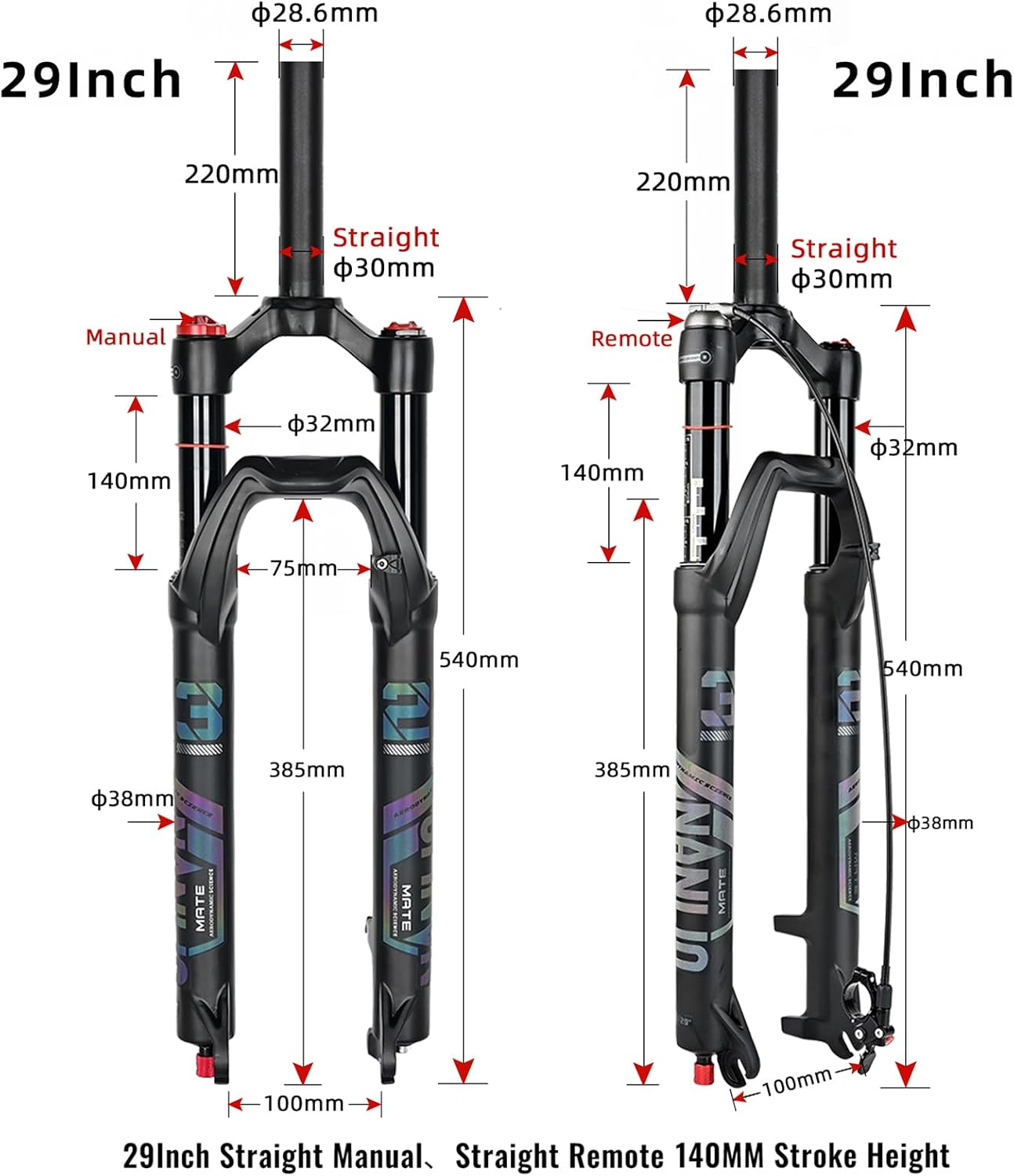 Straight Tube Bicycle Suspension Forks 29 Inch MTB Air Fork Rebound Adjustment Mountain Bike Fork image number 2