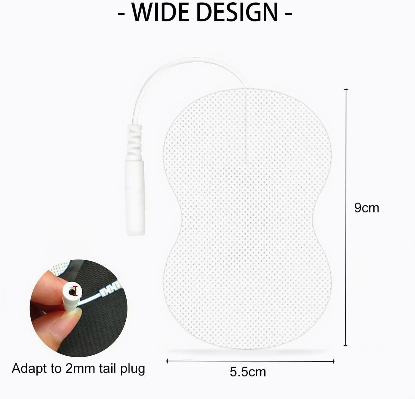 TENS Unit Replacement Pads 10 Pcs, Reusable Self-Adhesive TENS Unit Electrode Pads, 5.5 * 9Cm, White