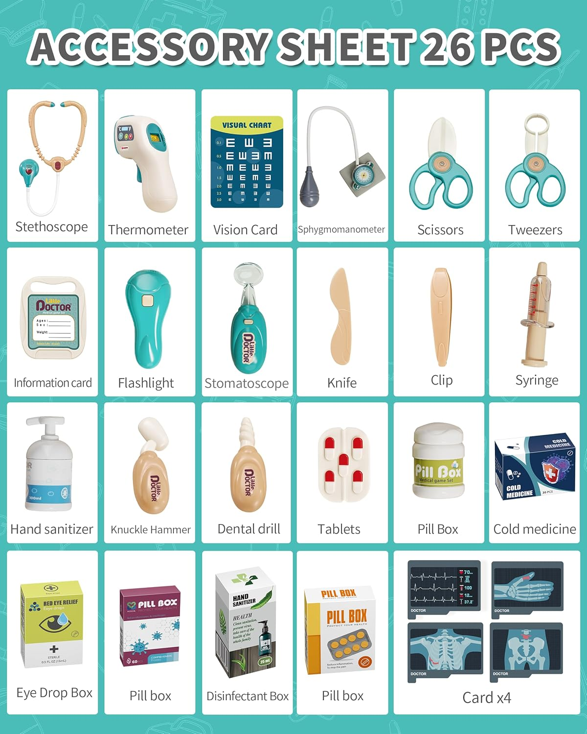 Jovow Doctor Kit for Toddlers 3-5, Medical Kit with Sound and Light Functions, Doctor Playset for Kids Birthday Gift image number 1