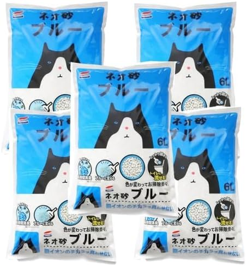 (Amazon.Co.Jp Exclusive) Neo Roof Life Neo Sand, Blue, Cat Sand, 1.2 Gal (30 L) (6 L X 5 Pack)