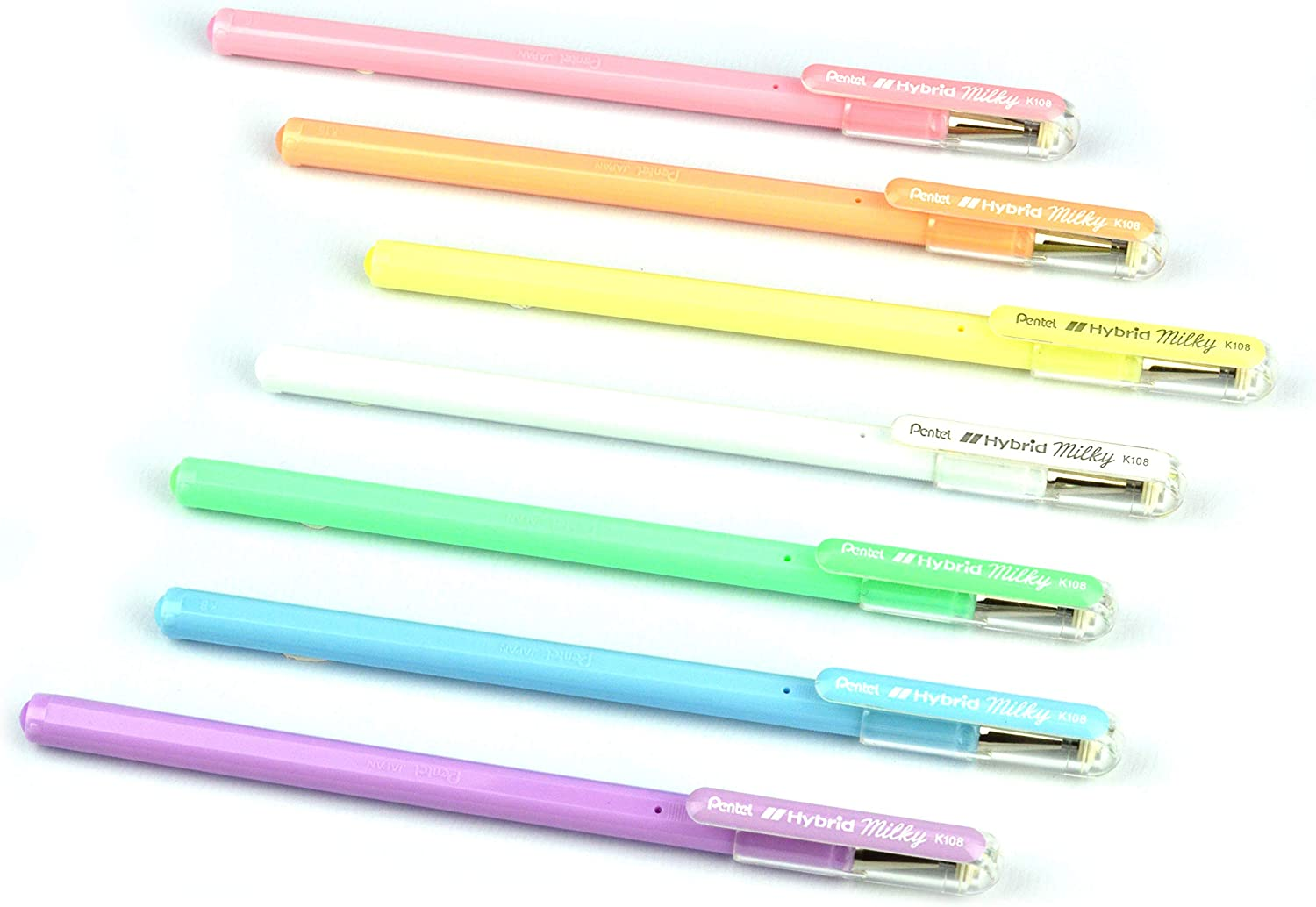 Pentel Hybrid Milky 0.8 Medium Nib Wallet of 7 Assorted Colours (K108-7) image number 4