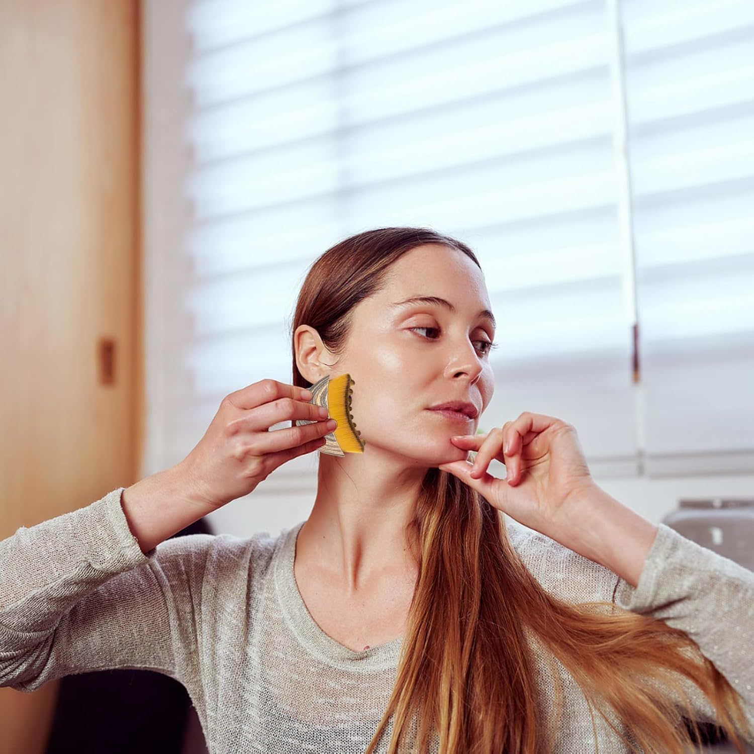 Dry Brush for Face, Lymphatic Contour Face Brush, Afeamo Chin & Jawline Sculpting, Facial Sculpting Skin Care Tool for Face, Lymphatic Drainage Massage with Ergonomic Design