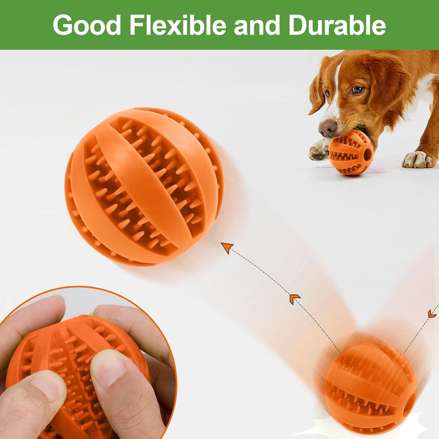 Dog Toy Balls for Large Dogs, 2 Pack 7Cm/2.75" Dog Chew Toys for Slow Feeding Teeth Cleaning, Interactive Pet Ball Toy for Training Fetch Game Relieve Boredom Durable Outdoor Indoor image number 2