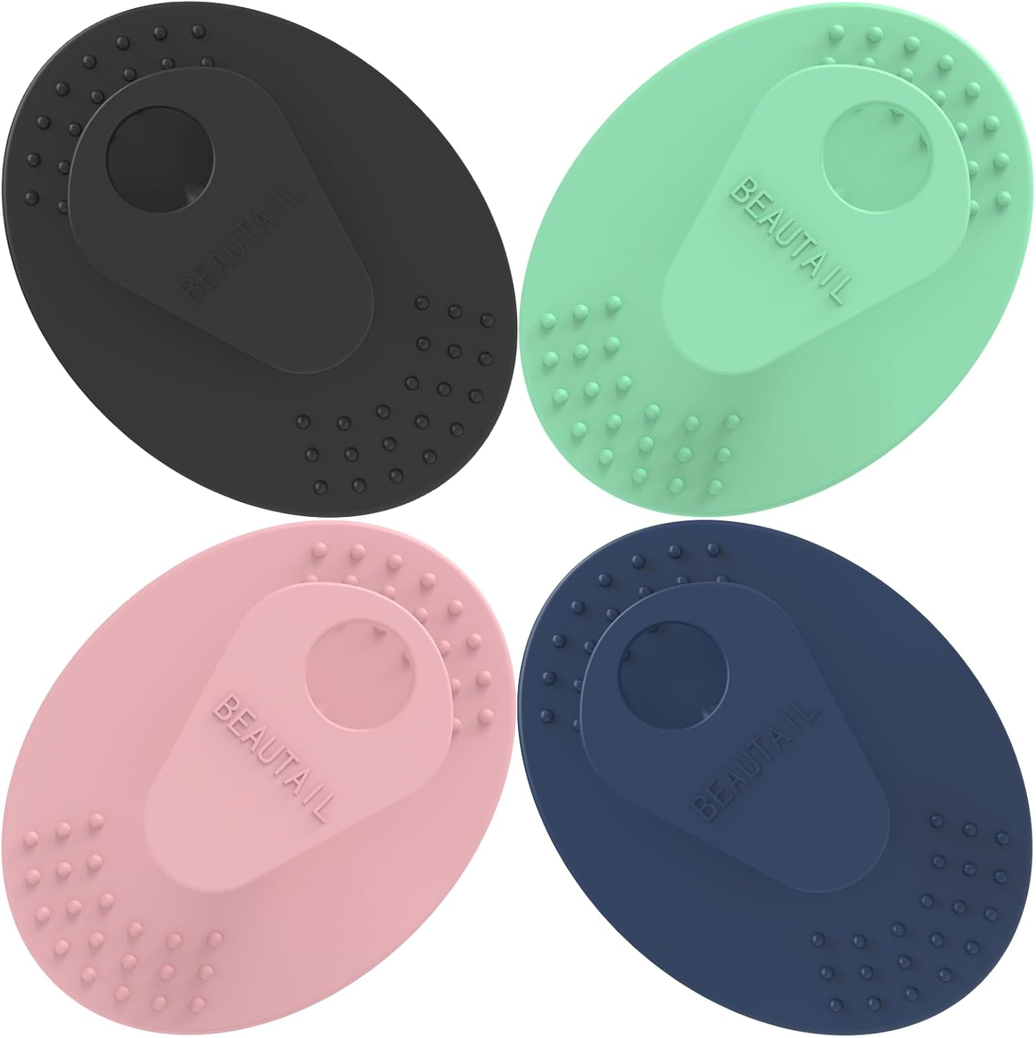 Face Scrubber 4 Pack, BEAUTAIL Silicone Manual Facial Cleansing Brush for Men Women, Gentle Face Scrubber Exfoliator, Skin Care Exfoliating Face Brush, Black+Starlight+Pink+Blue