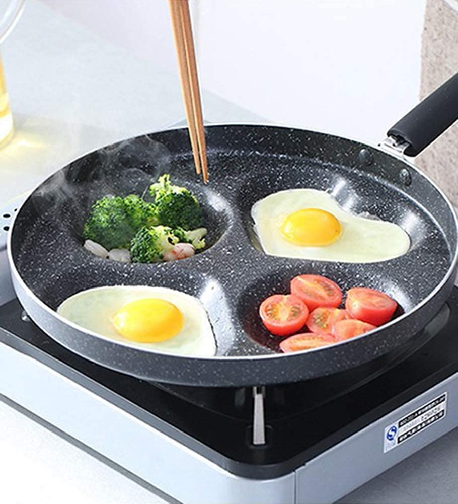 SEHORTREE Heart-Shaped 4-Cup Egg Frying Pan, Non-Stick, 9.4" (Heart-Shaped), 4 Eggs at Once, Gas & Induction Compatible - Heart-Shaped image number 6