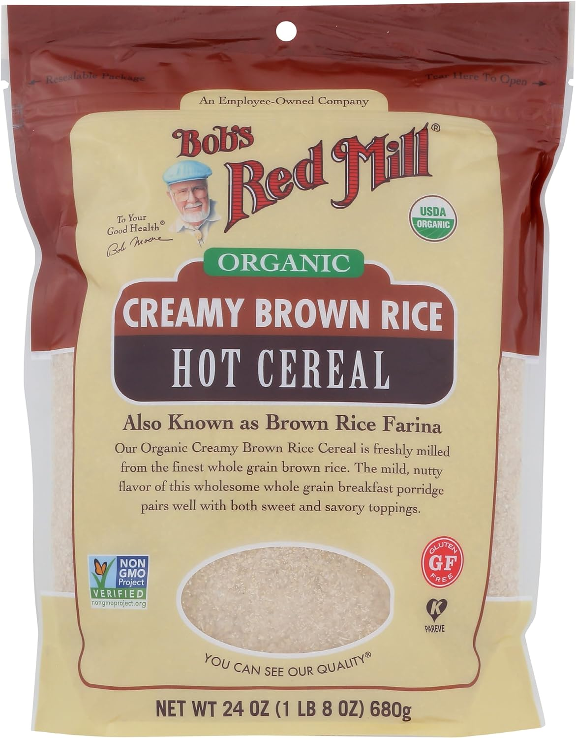 Bob'S Red Mill Organic Brown Rice Creamy Rice Hot Cereal, 680 G, No Flavor Available image number 6