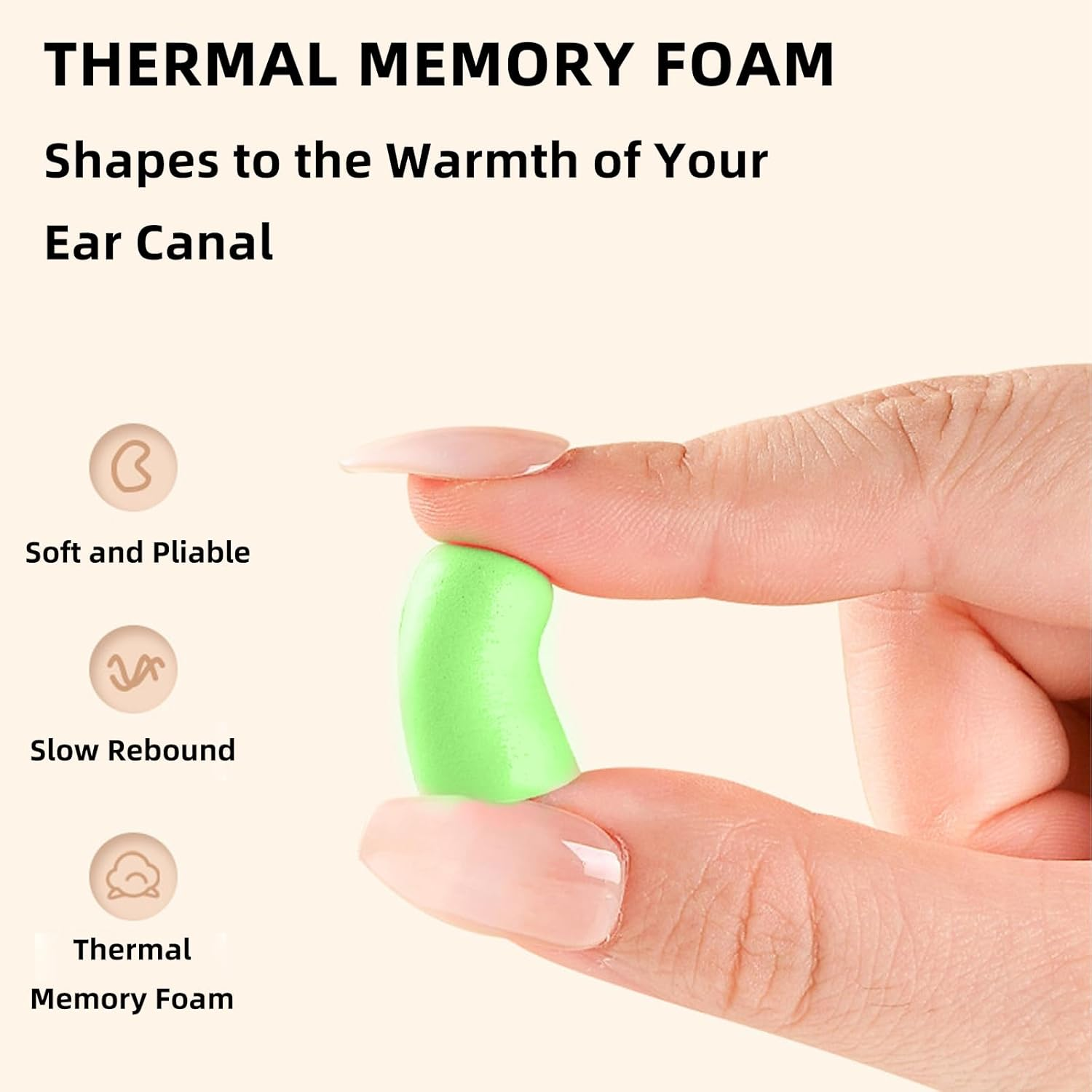 JZS Ultra Soft Foam Earplugs, 60PCS, 33Db NRR, Comfortable Ear Plugs for Sleeping, Snoring, Travel, Concerts, Work, Green - Green image number 4