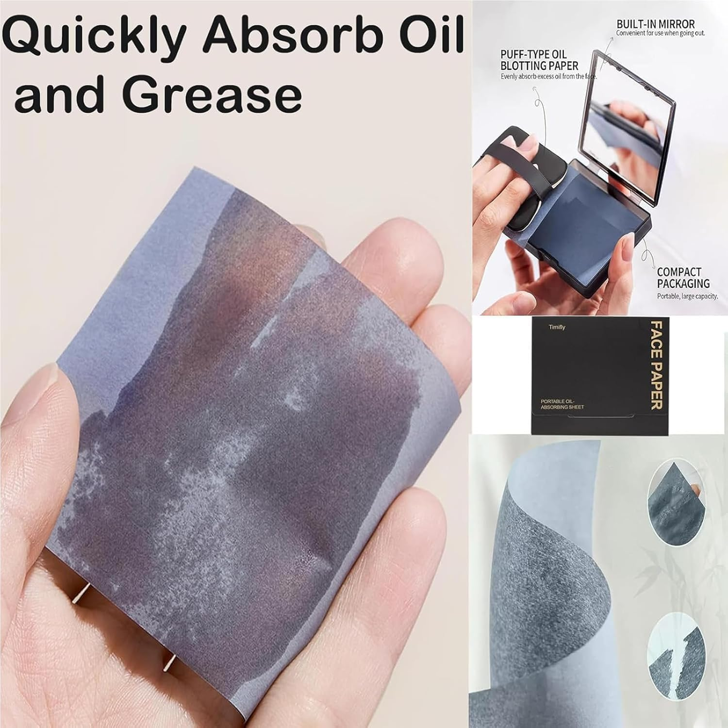 500 PCS Blotting Paper Face, Bamboo Charcoal Oil Absorbing Sheets, 500 Sheets with Portable Case, for Oily Skin Care, Quick Makeup Touch Up, Gym and Travel Essential image number 6