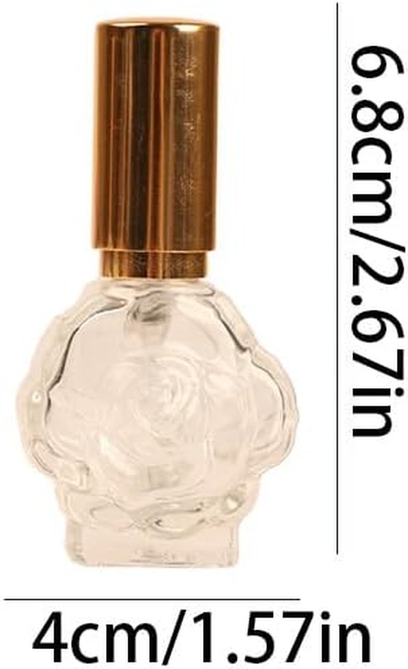 NOIAFZY 8PCS 10Ml Rose Flower Perfume Spray Bottles, Leak-Proof Travel-Size Glass Atomizer Containers with Floral Design image number 4