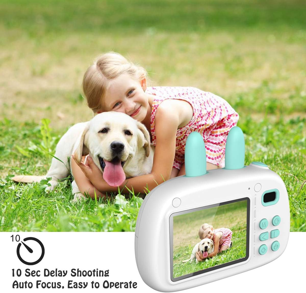 Kids Digital Video Camera Front and Rear Selfie 8MP Mini Rechargeable Children Camcorder, Shockproof Soft Cover 2 Flashlight Toys Camera 3-12 Year Old, 650Mah 32GB (Blue) image number 3