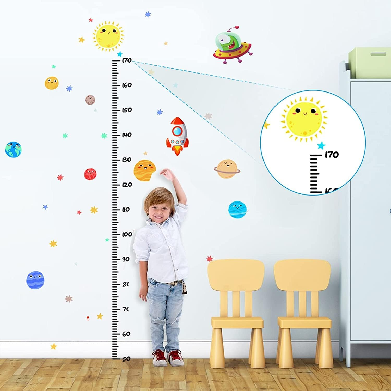 Kids Growth Chart Wall Sticker - Measuring Tree Height Chart for Children'S Room - Body Size Measuring Decal image number 3