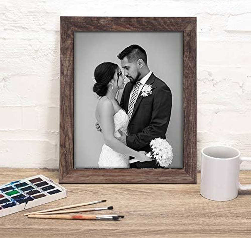 Q.Hou 8X10 Picture Frame Wood Patten Rustic Brown Photo Frames Packs 4 with High Difinition Glass for Tabletop or Wall Decor (AU-QH-PF8X10-BR) image number 6