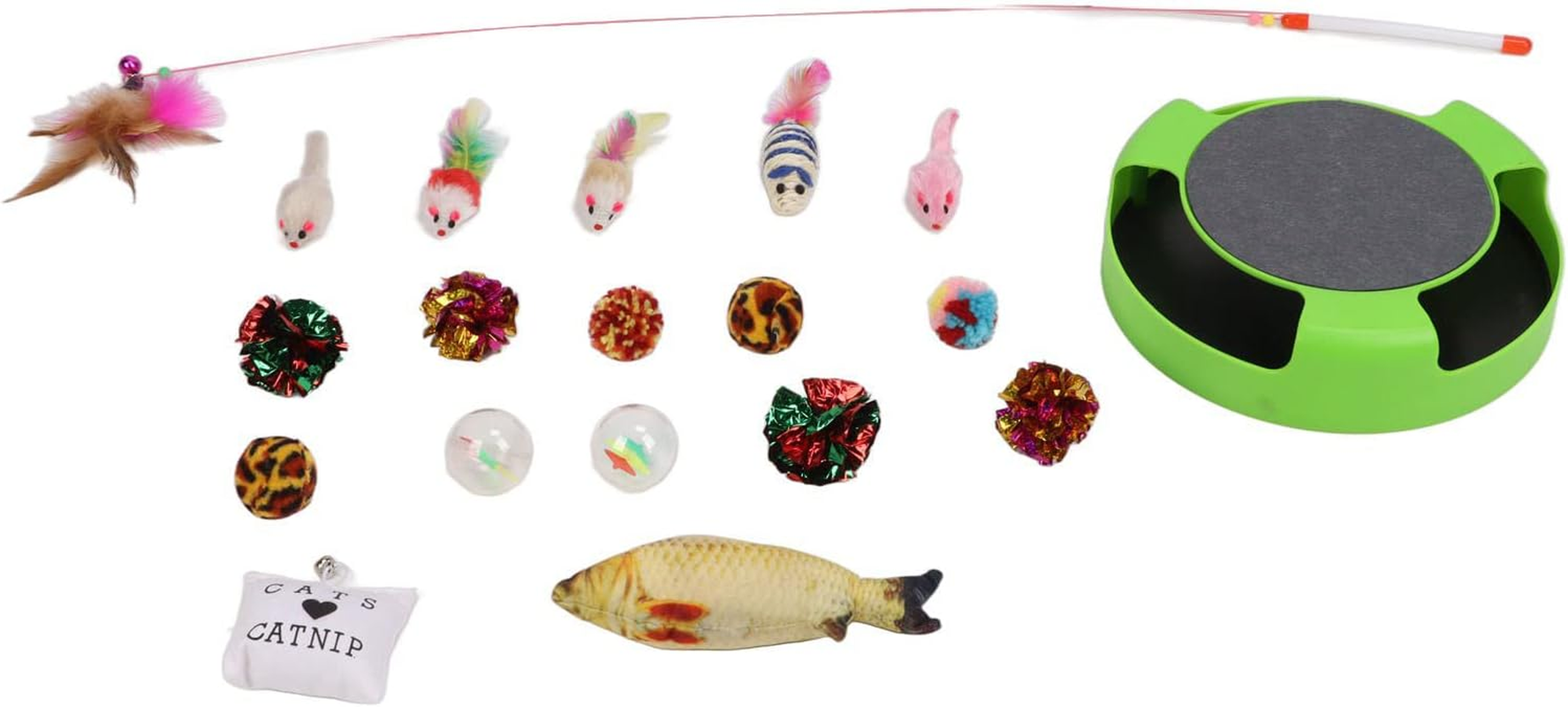 19Pcs Cat Mouse Catching Toys, Plastic Feather Plush Cat Scratching Mouse Plate Toy, Interactive Cat Toy Rotating Mouse Pet Toy Cat Stick Cat Toys Pet Cat Toy Set for Cat Kitty image number 3