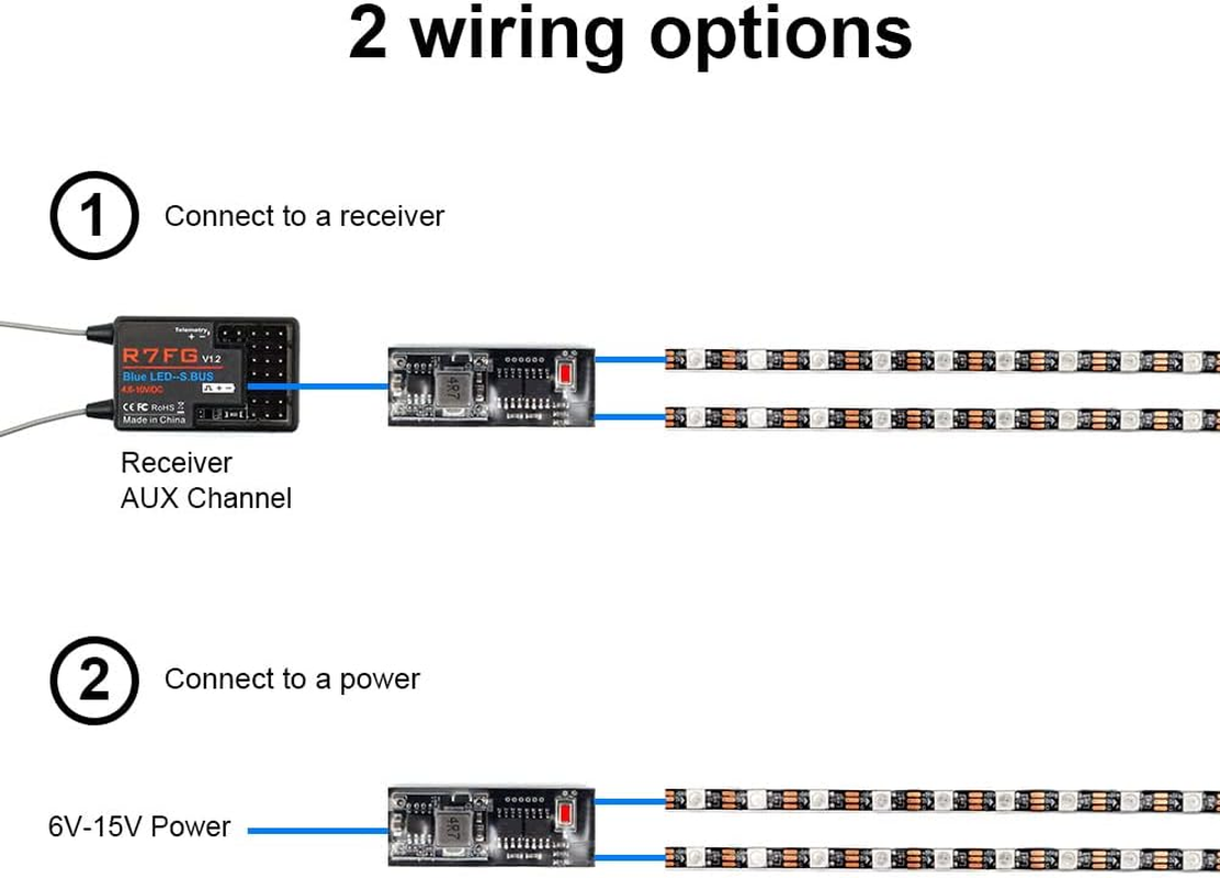 RC LED Light Strips Kit for RC Car Crawler Truck Airplane Boat Drone Fixed Wing Traxxas TRX4 Axial SCX10 Color Changeable