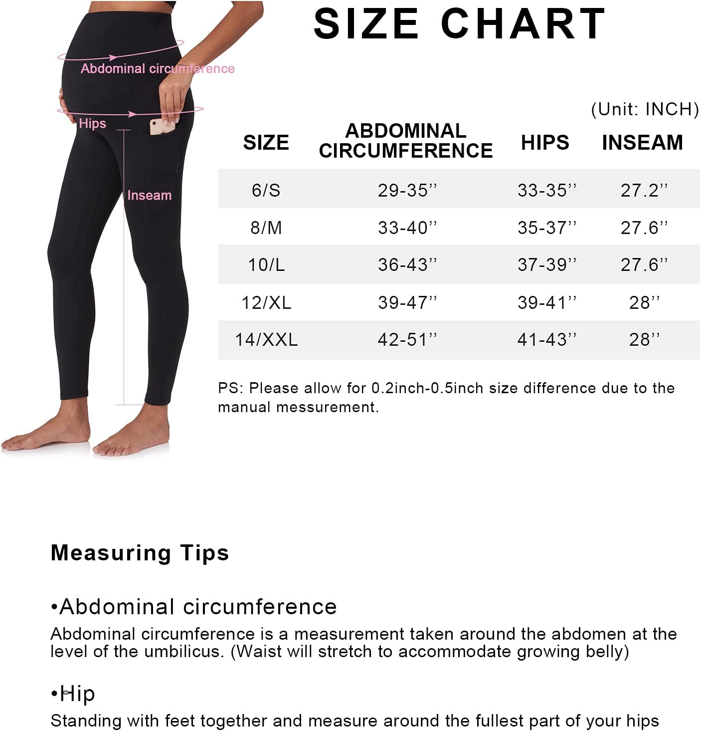 POSHDIVAH Women'S Maternity Fleece Lined Leggings over the Belly Pregnancy Winter Warm Yoga Workout Active Pants with Pockets