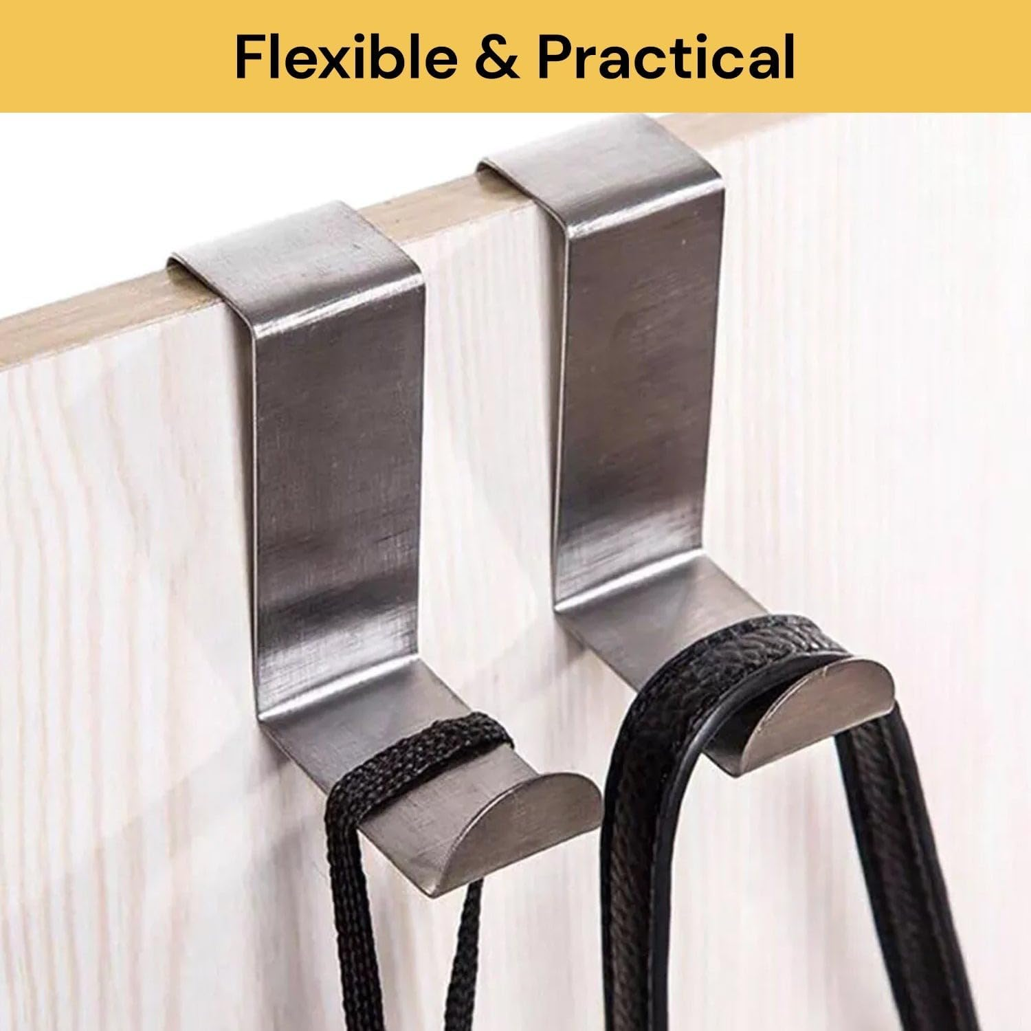 Spendeal 6Pcs over the Door Hooks Z-Shaped Hanging Hooks Dual Head, Stainless Steel Reversible Single Hanger Hook for Hanging Clothes, Coats, Kitchen, Cabinet, Drawer image number 5