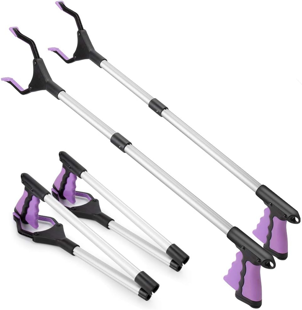 2-Pack Reacher Grabber Pickup Tool, 32" Long Grabber Reacher Tool, Trash Picker Grabber for Elderly Grab It Reaching Tool, Garbage Picker Upper Grabber, Litter Pick up Grab Tool, Claw Grabber Stick (Purple) image number 5