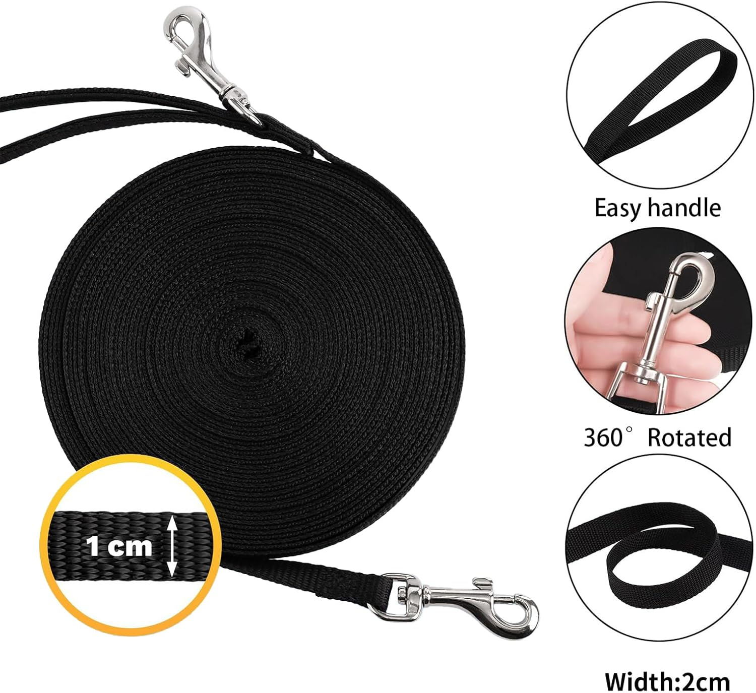 Recall Lead 5 M, Recall Lead for Dogs, Dog Lead with Hand Loop, Training Lead, Recall Dog Training Lead, Running Lead for Dogs, Cats and Puppies