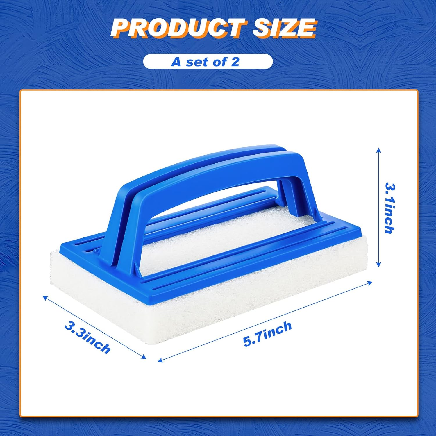 2 Pcs Sponge Swimming Pool Brush Hand Held Bath Scrubber Brush Kitchen Cleaning Tools Tile Brush Scrub Sponges for Shower Bathroom Wall image number 1