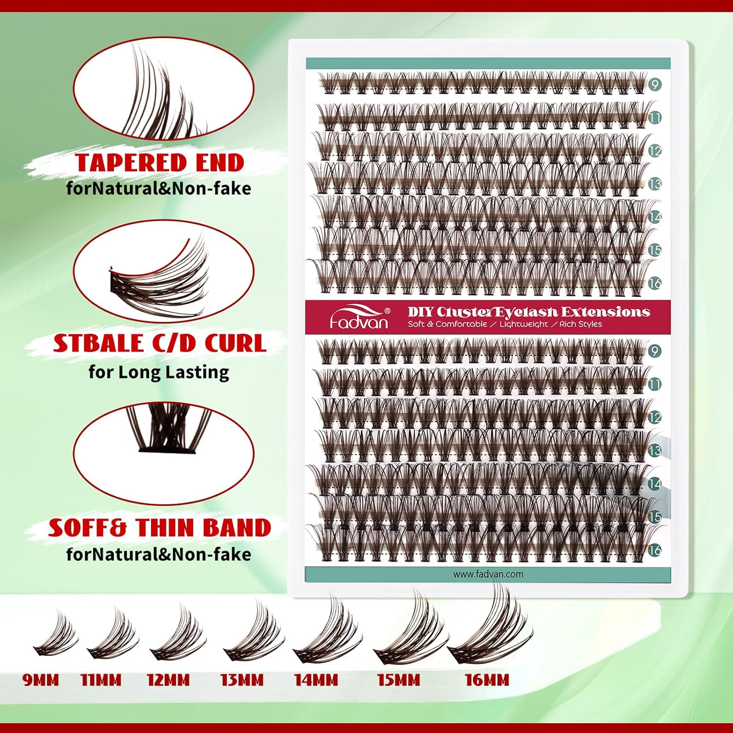 FADVAN Lash Clusters Effect Individual Lashes 280Pcs 30D+40D D Curl 9-16Mm Dark Brown Eyelash Clusters Wispy Lashes Fluffy Lash Extension