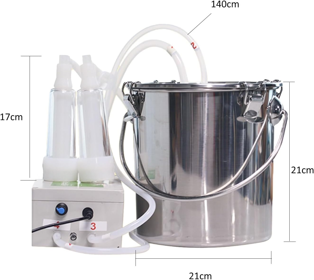 Electric Pulse Milking Machine, 5L Rechargeable Pulsation Vacuum Milk Machine with Adjustable Suction, Portable Automatic Cows Sheeps Milking Machine for Home Small-Scalefarm(Cow)