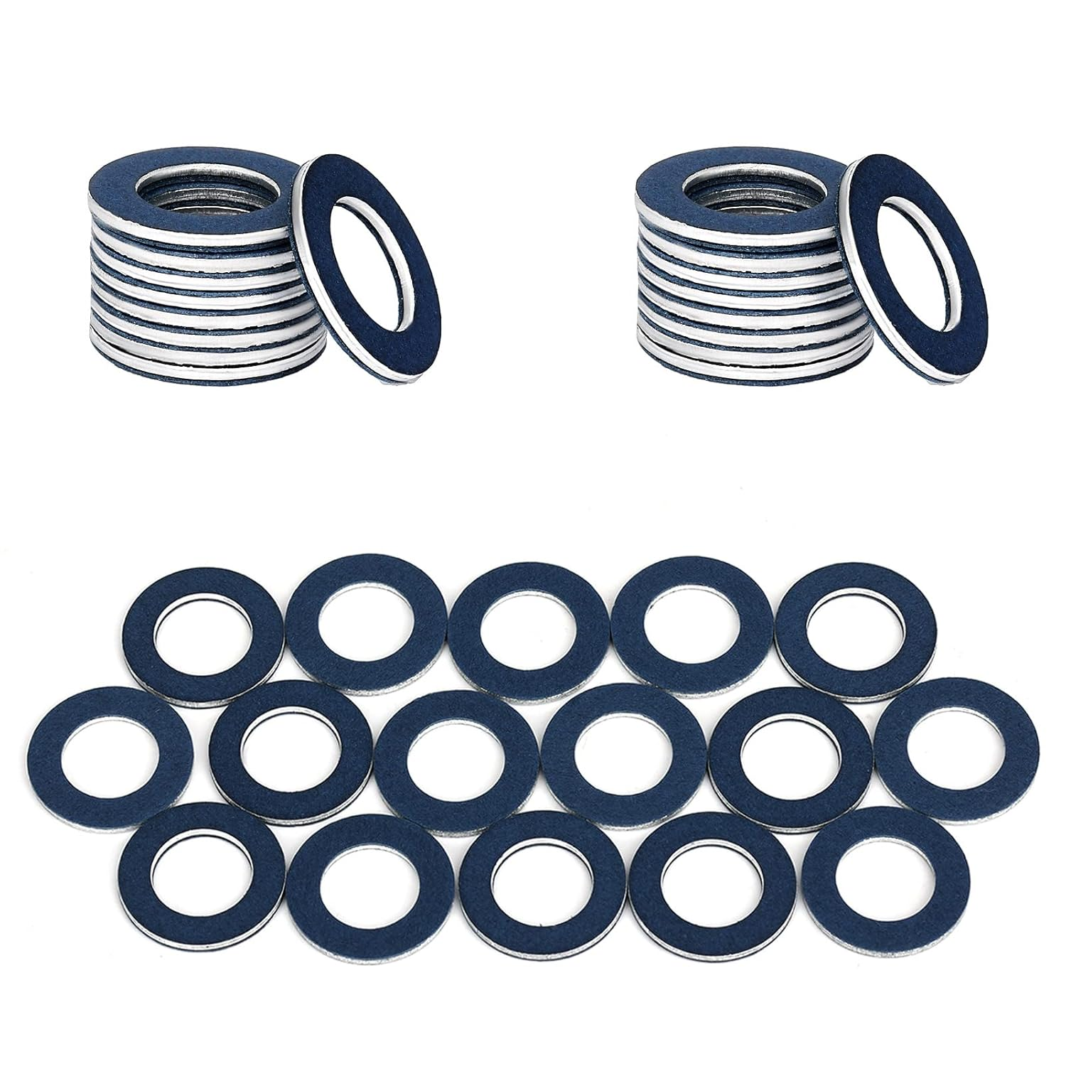 AIEX 15PCS 12Mm Oil Drain Plug Gasket, Aluminum Drain Plug Gaskets Crush Washers Drain Plug Gasket Oil Drain Plug Washers for Toyota/Lexus Scion (Blue) image number 1